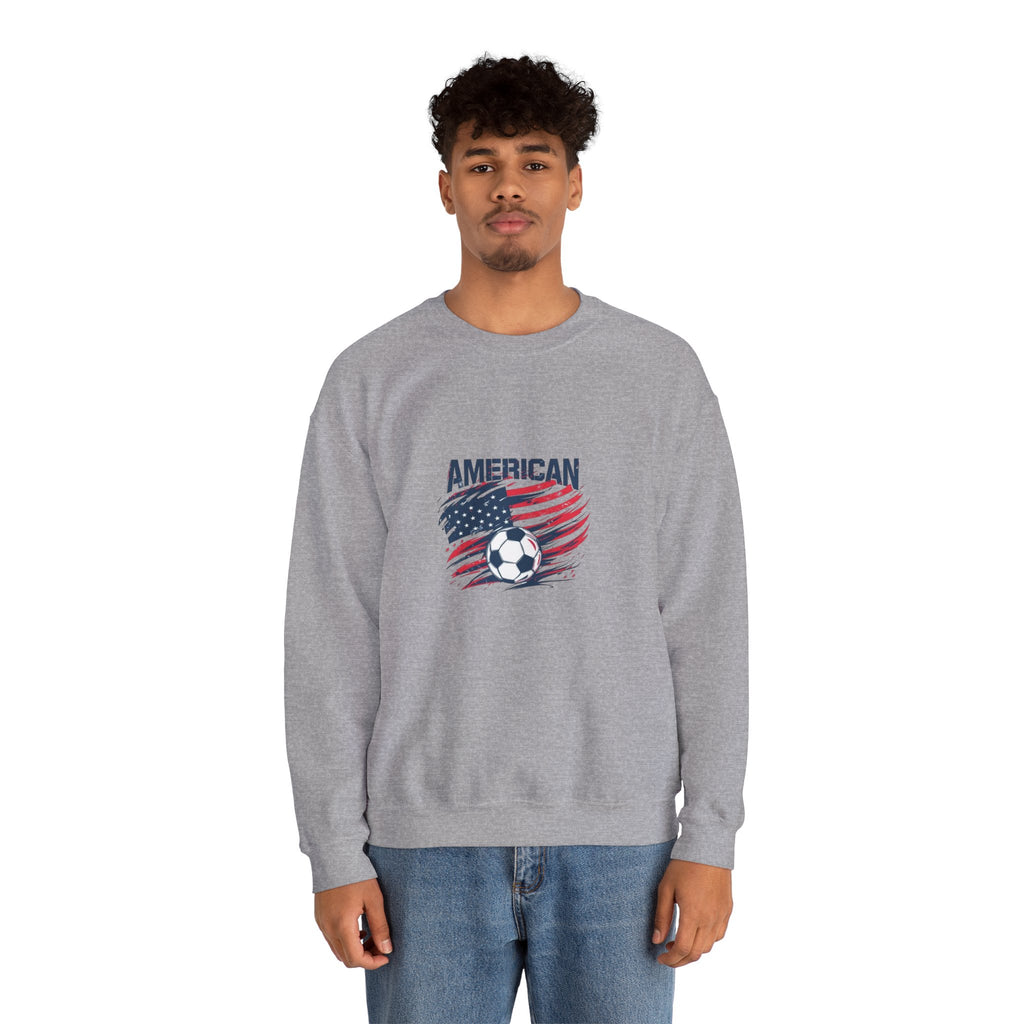 American Soccer Crewneck Sweatshirt — USA Flag & Soccer Ball Graphic