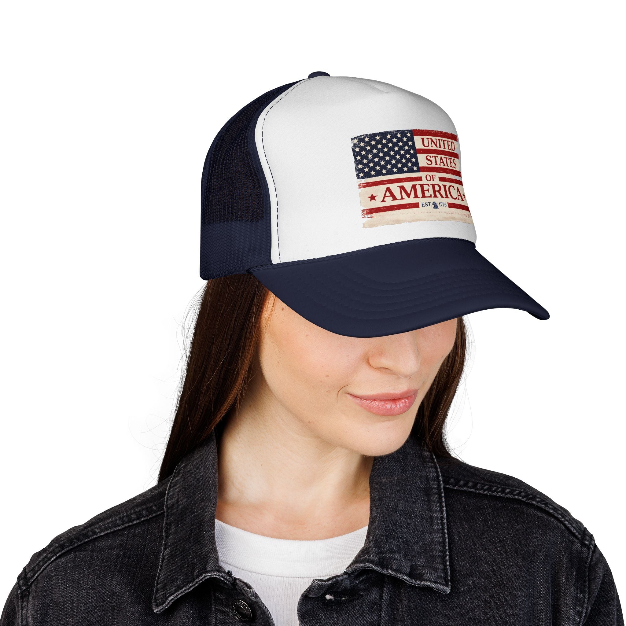 United States of America Flag Trucker Cap | Vintage American Flag Mesh Hat
