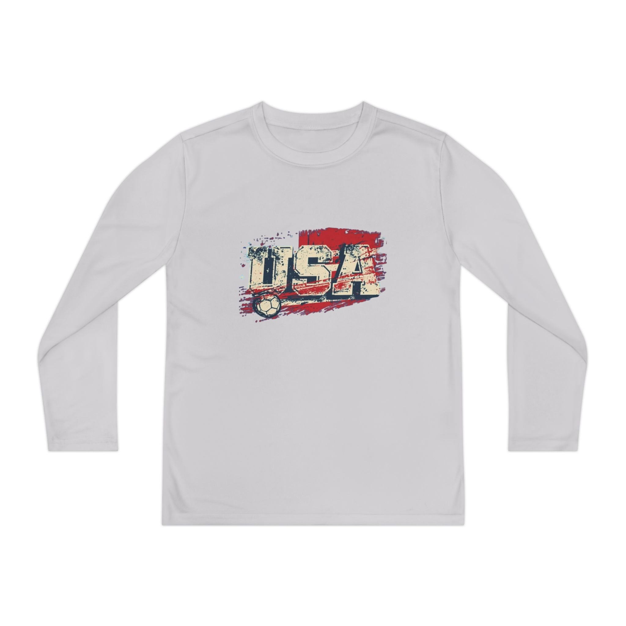 Youth Long Sleeve Tee - Vintage USA Flag Graphic