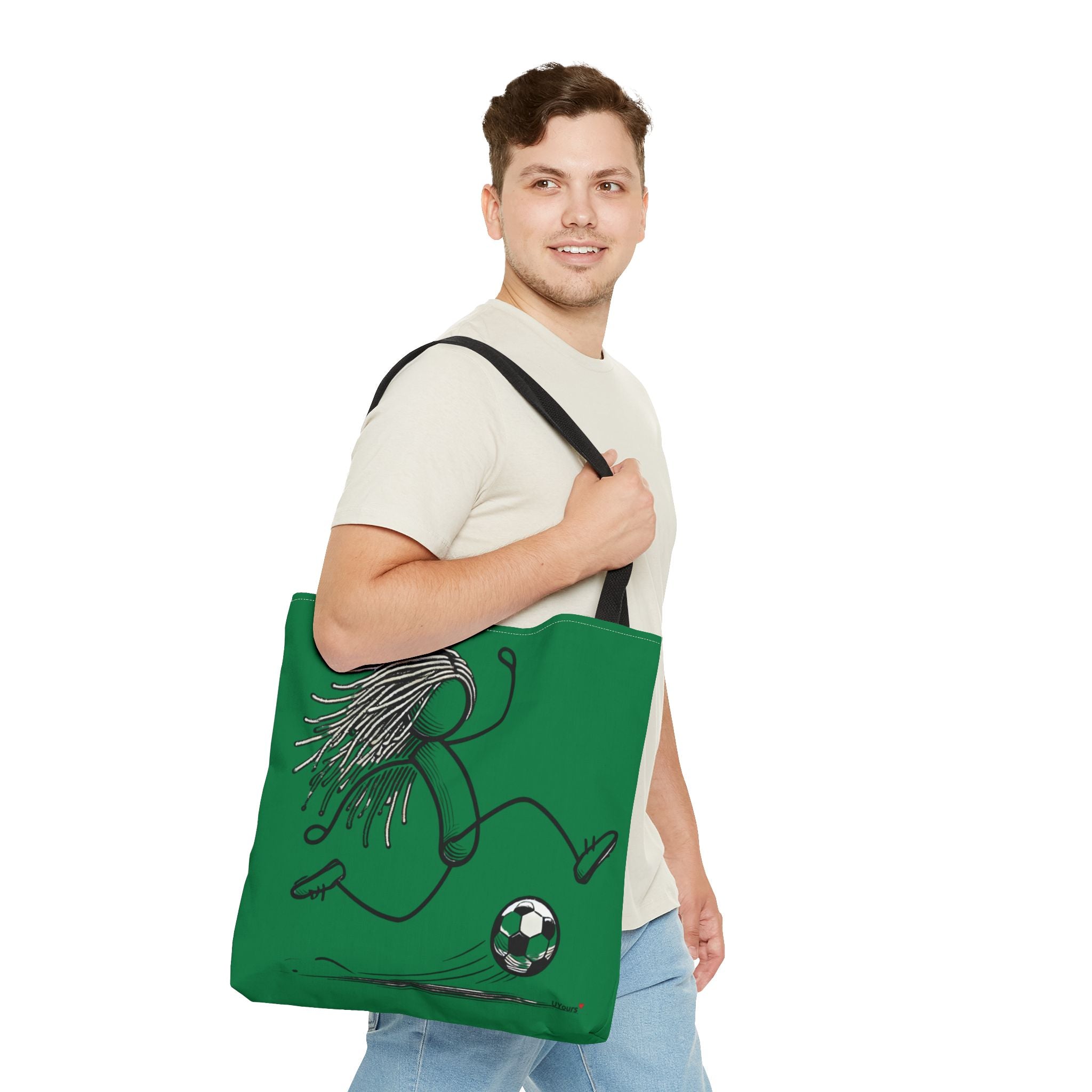 Soccer Girl Tote Bag – Green All-Over Print Sports Tote