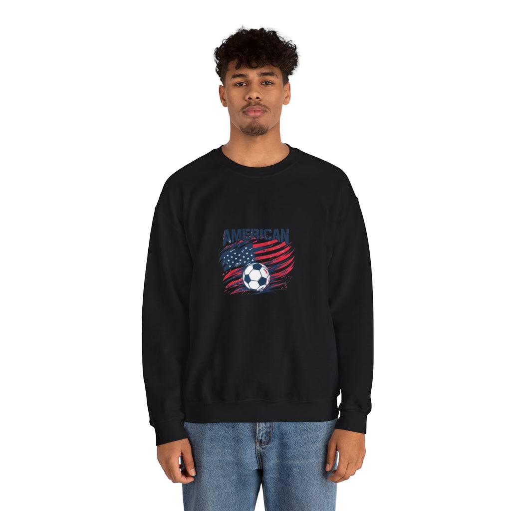 American Soccer Crewneck Sweatshirt — USA Flag & Soccer Ball Graphic