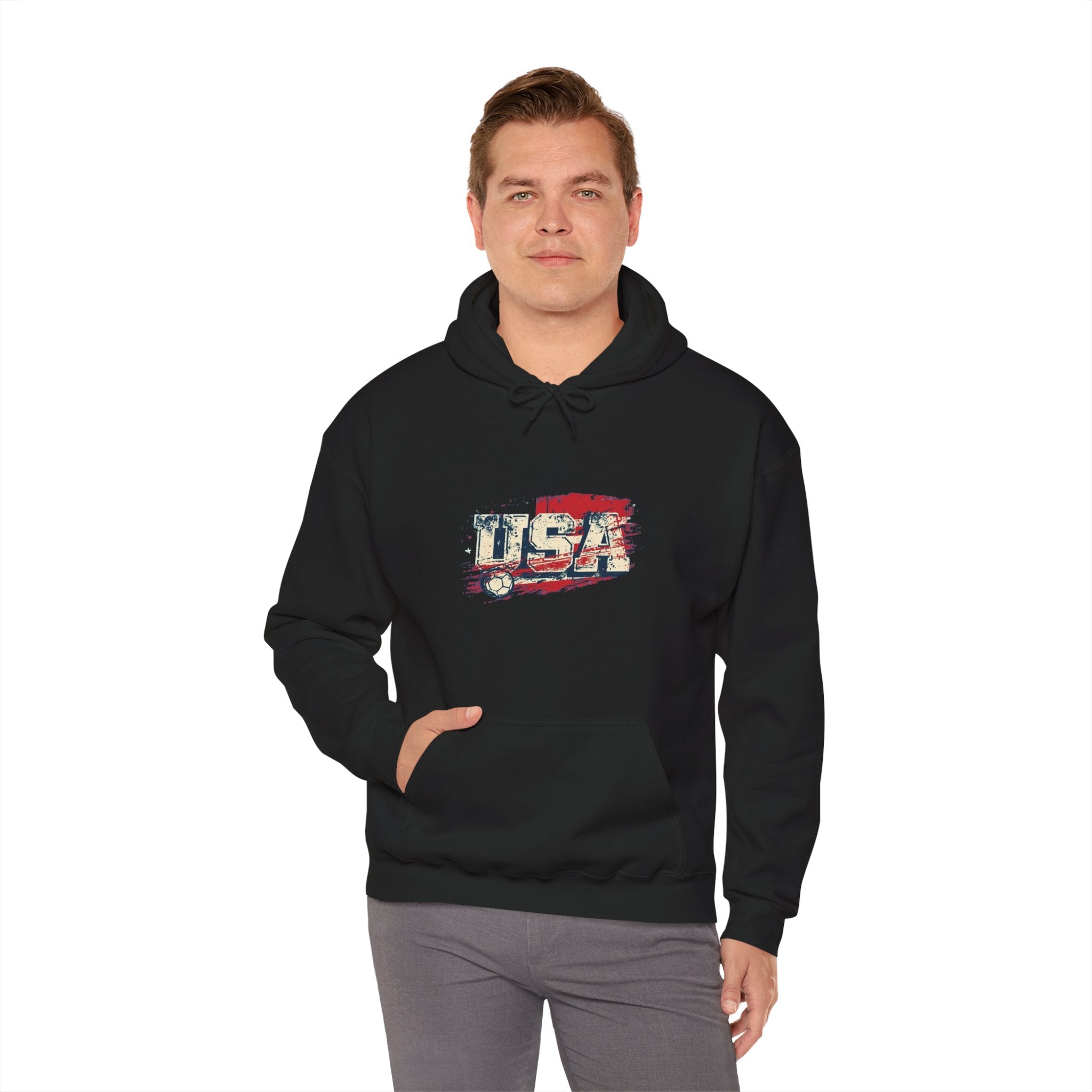 USA Vintage Flag Hoodie - Retro Distressed American Pride Pullover