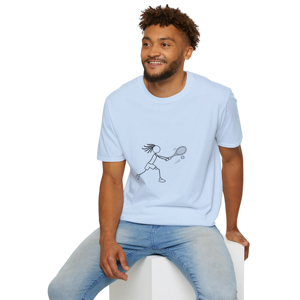 Stick Figure Girl Playing Tennis T-Shirt | Tennis Player Line Art