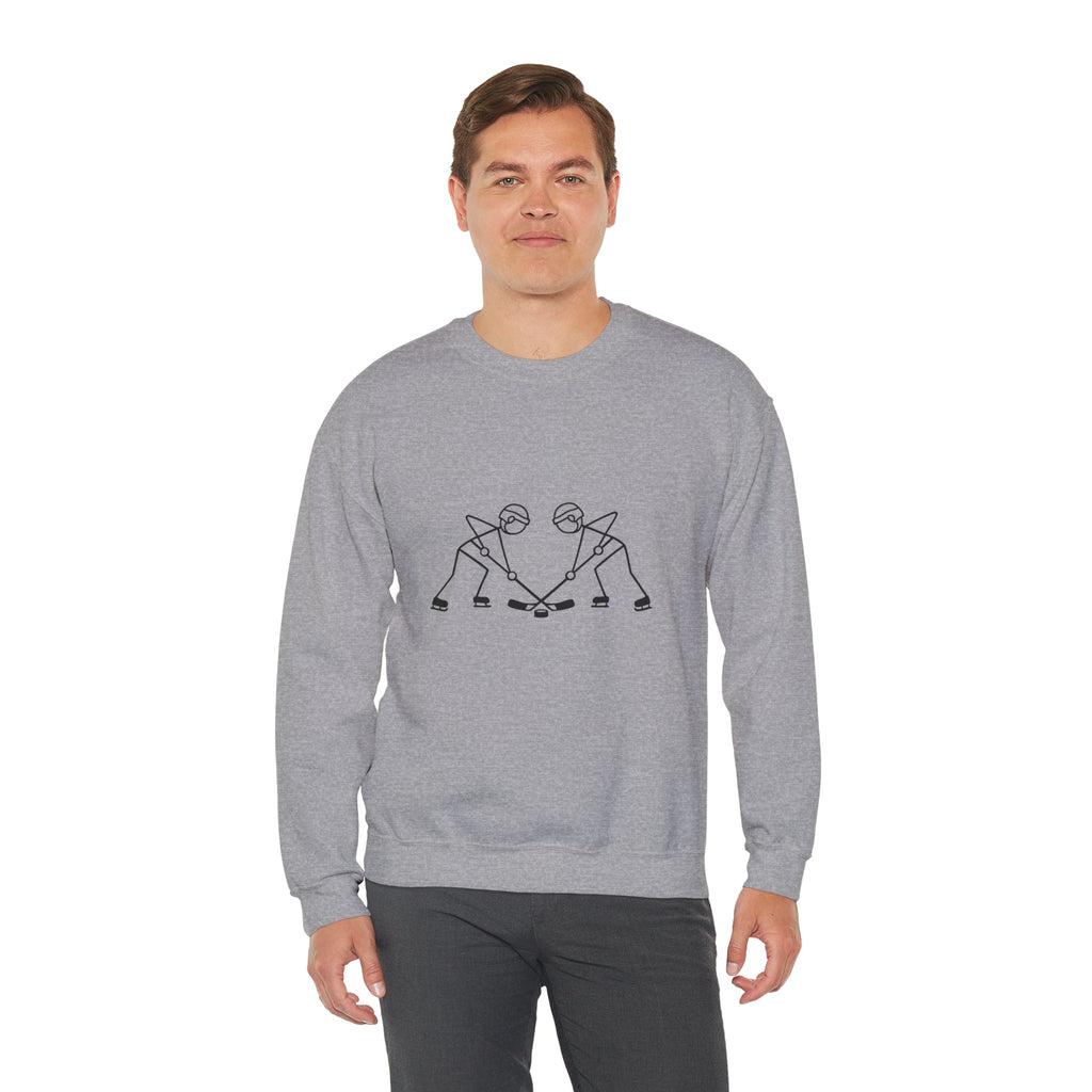 Minimal Line Art Hockey Players Crewneck Sweatshirt | Sports Graphic