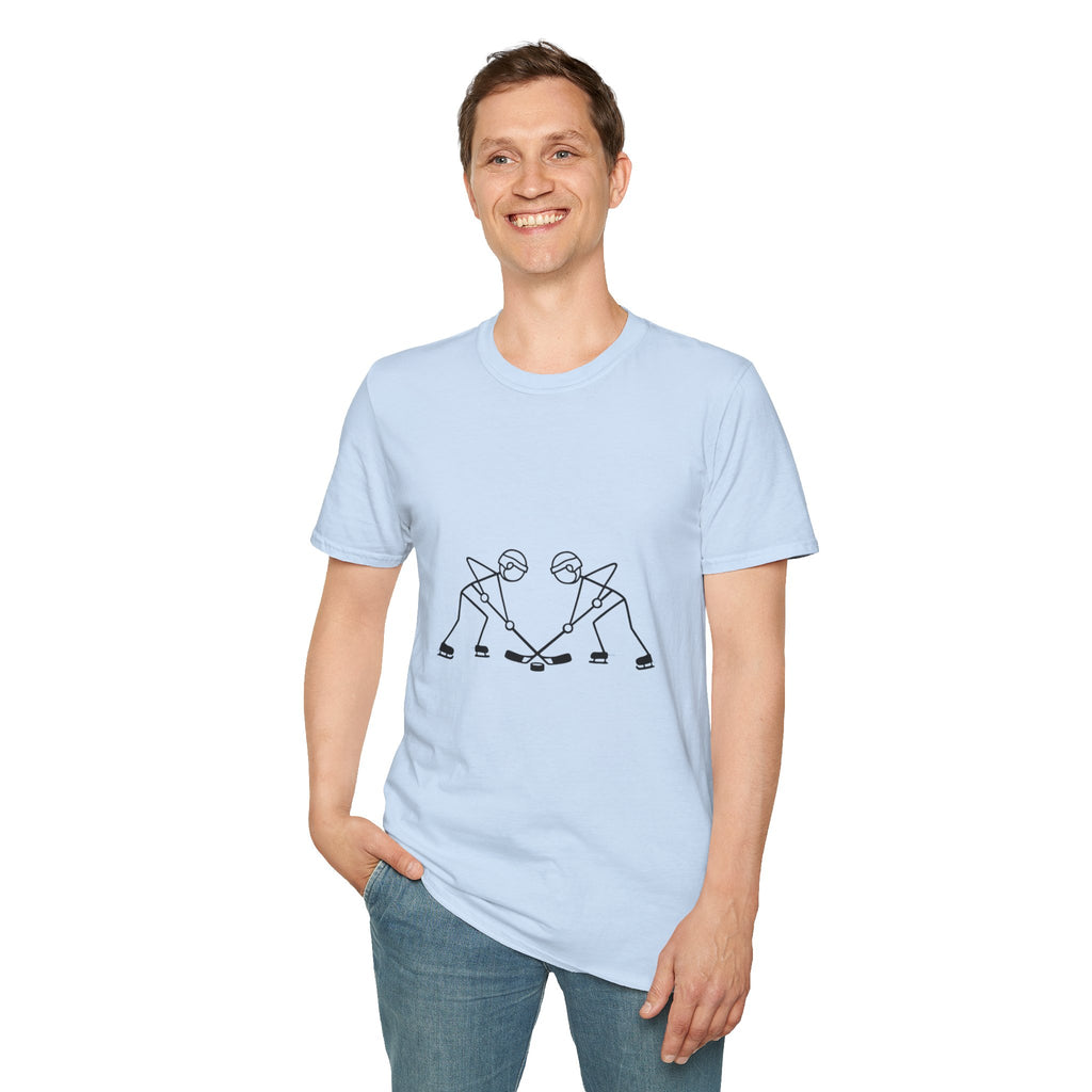 Stick Figure Hockey Faceoff T-Shirt | Minimal Sports Graphic