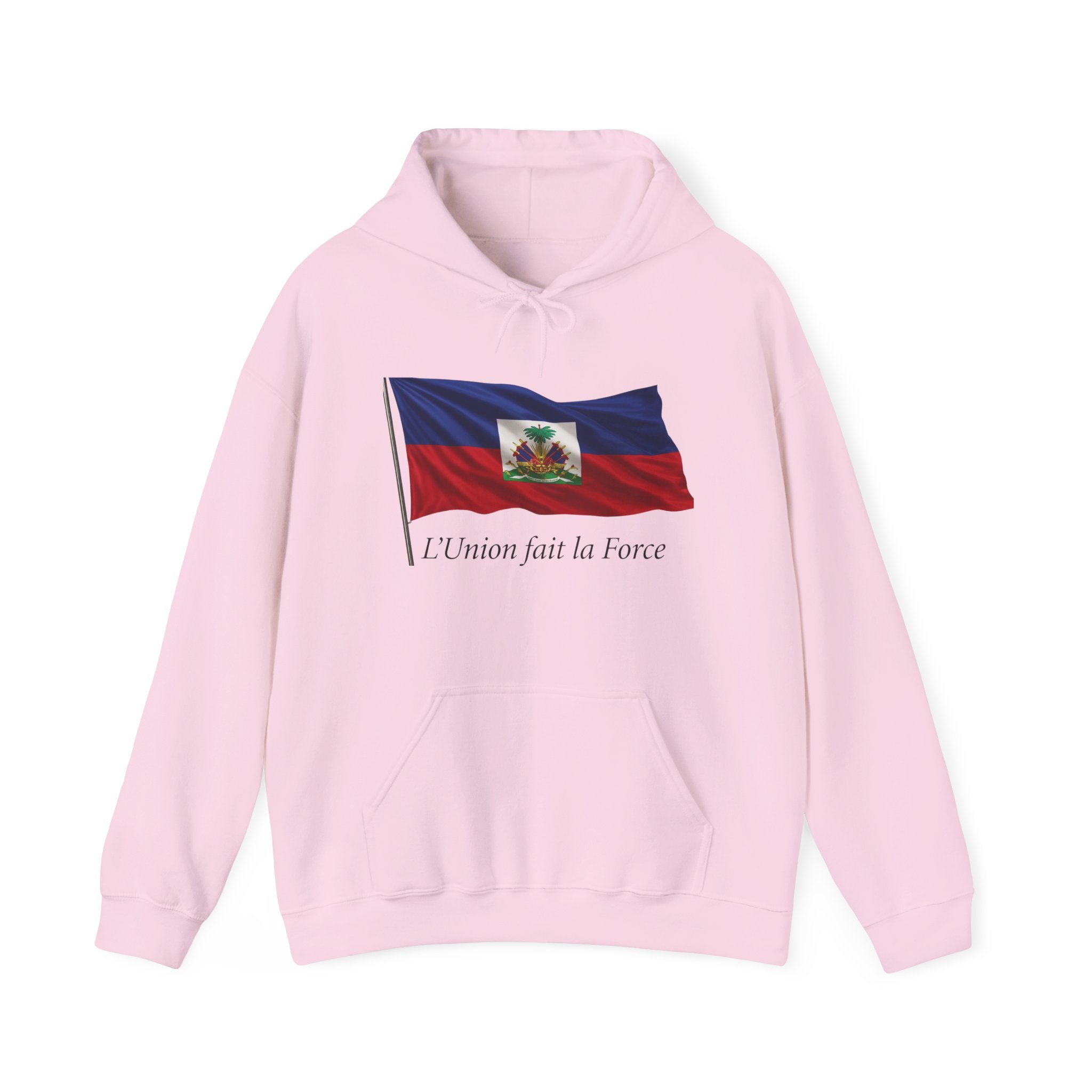 Haiti Flag Hoodie – "L'Union fait la Force" Pullover
