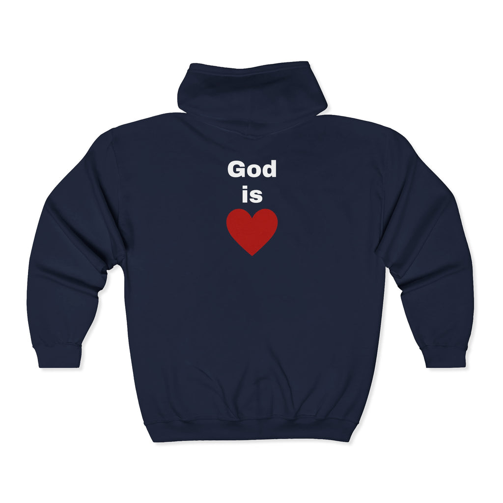 God is Love Zip Up Hoodie - Christian Faith Apparel, Religious Full Zip Sweatshirt, Inspirational Jacket, Christian Gift, Religious Clothing