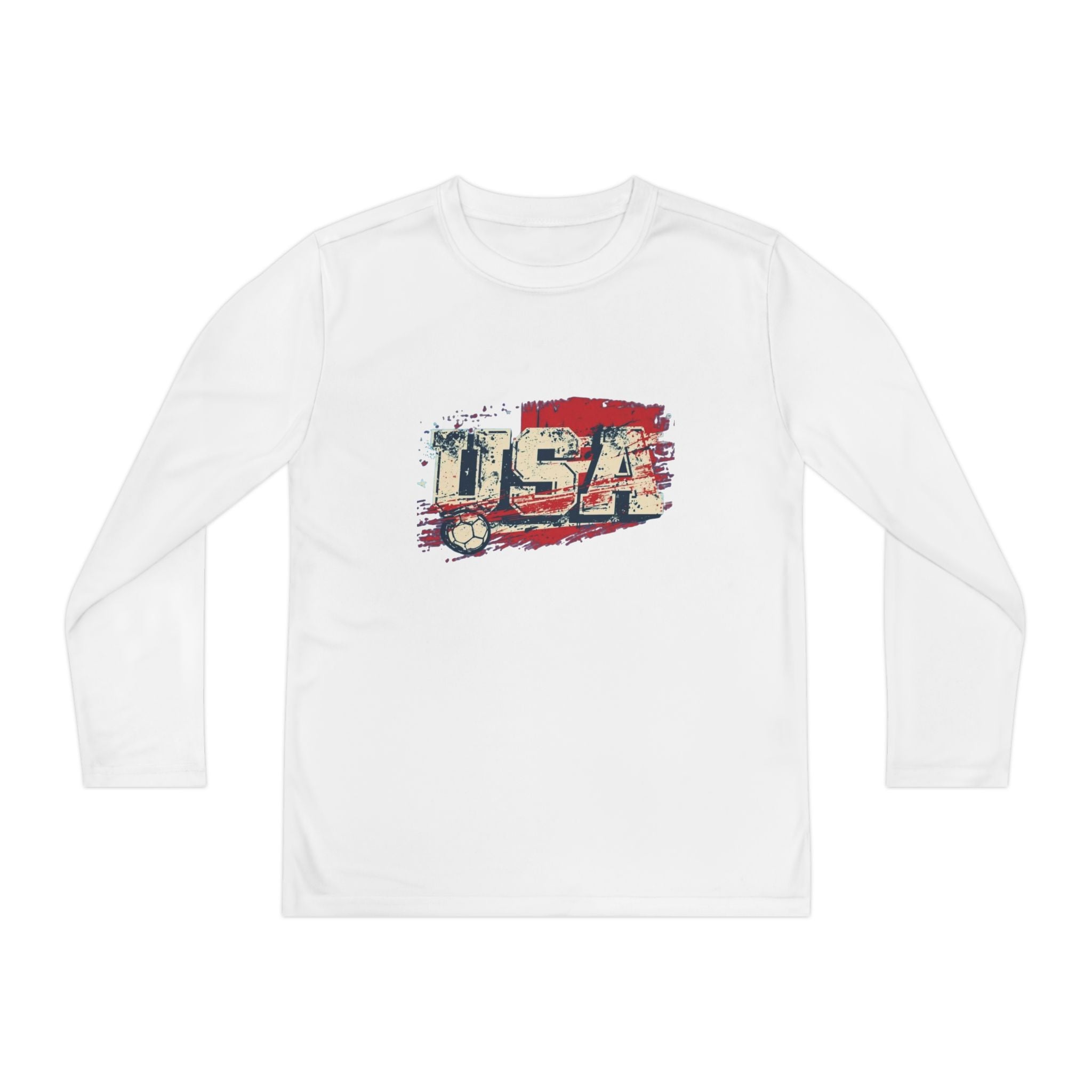 Youth Long Sleeve Tee - Vintage USA Flag Graphic