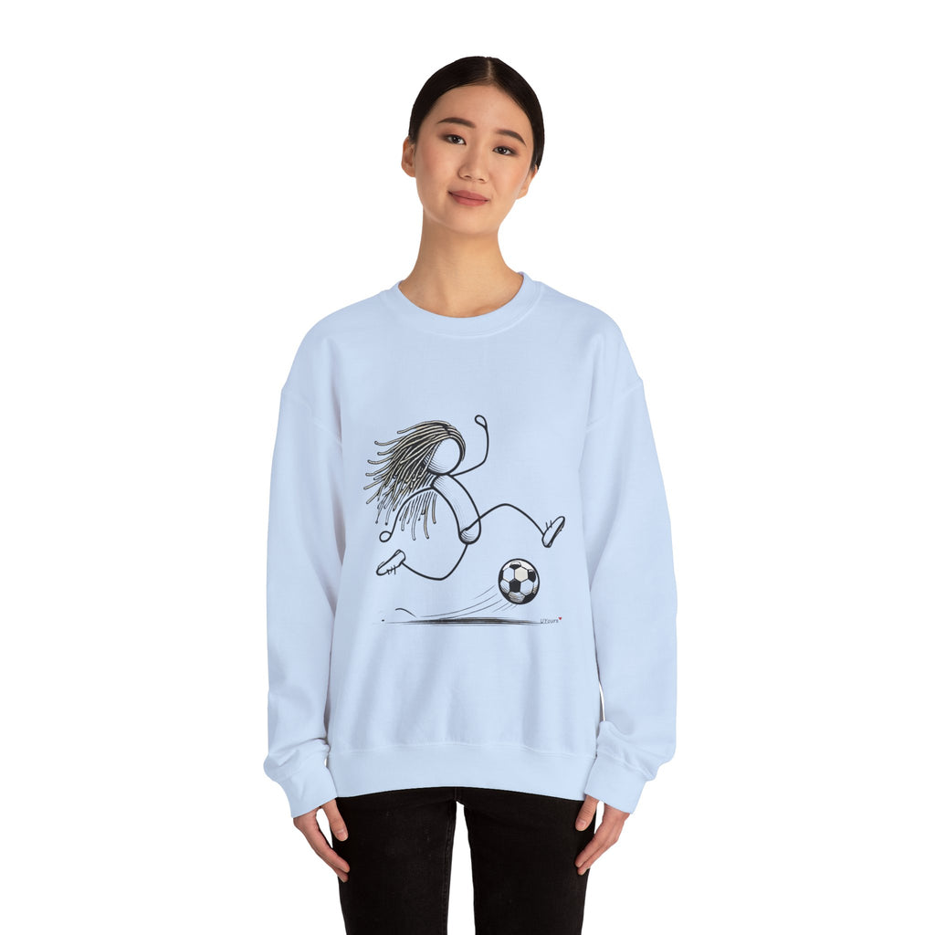 Dreadlock Soccer Unisex Heavy Blend™ Crewneck Sweatshirt Stick Figure Gift Soccer Football Fun