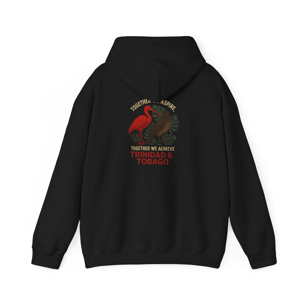 Trinidad & Tobago Heritage Hoodie — Together We Achieve Flamingo & Hummingbird Design