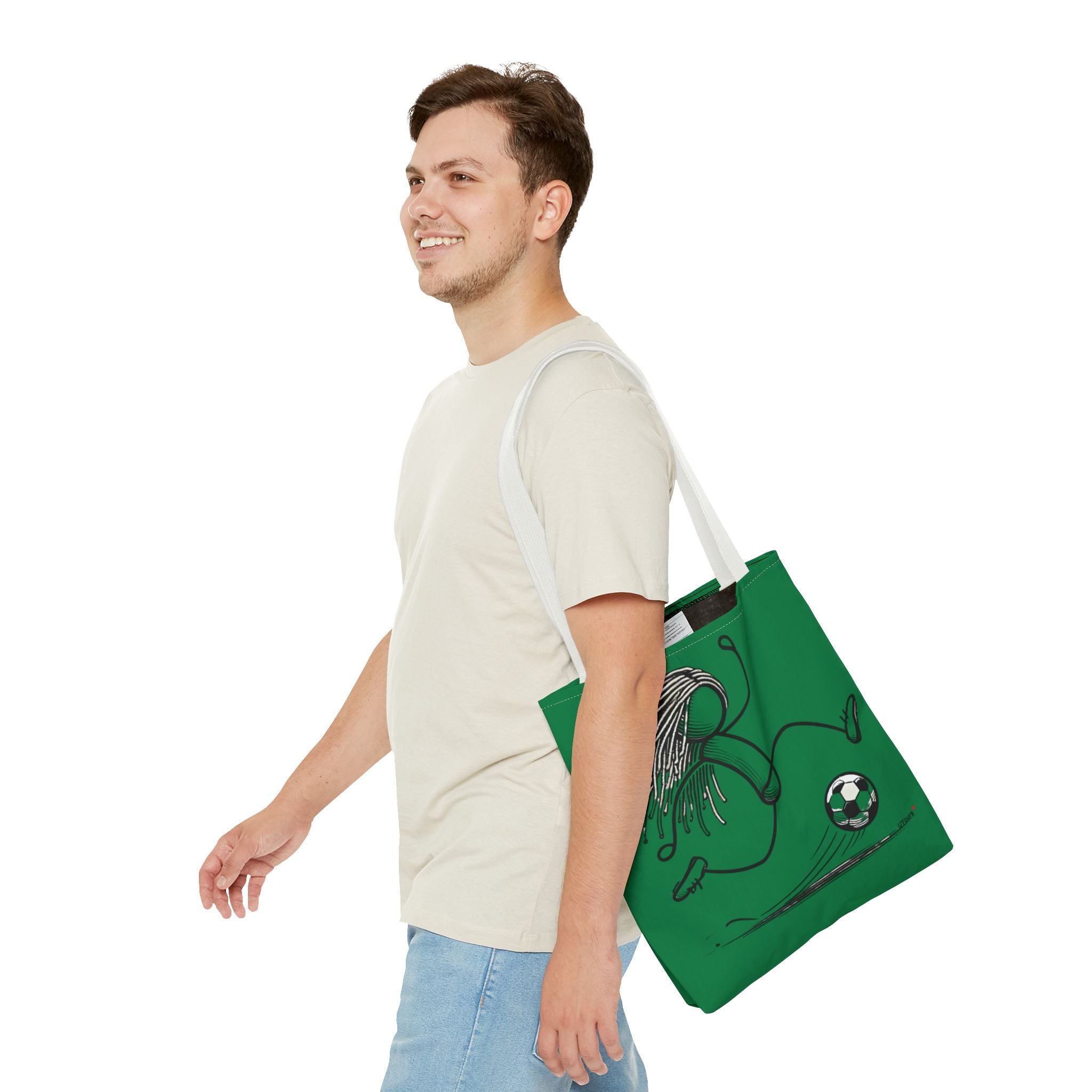 Soccer Girl Tote Bag – Green All-Over Print Sports Tote