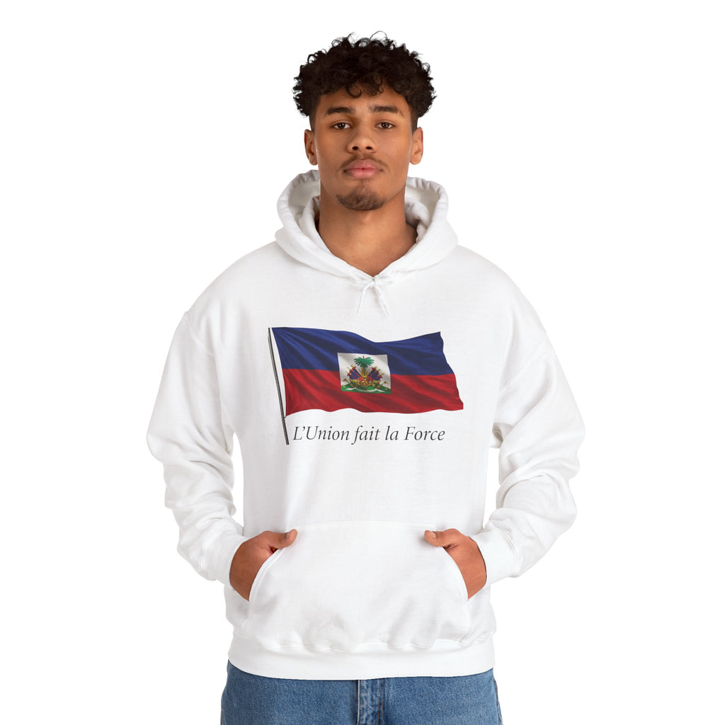 Haiti Flag Hoodie – "L'Union fait la Force" Pullover