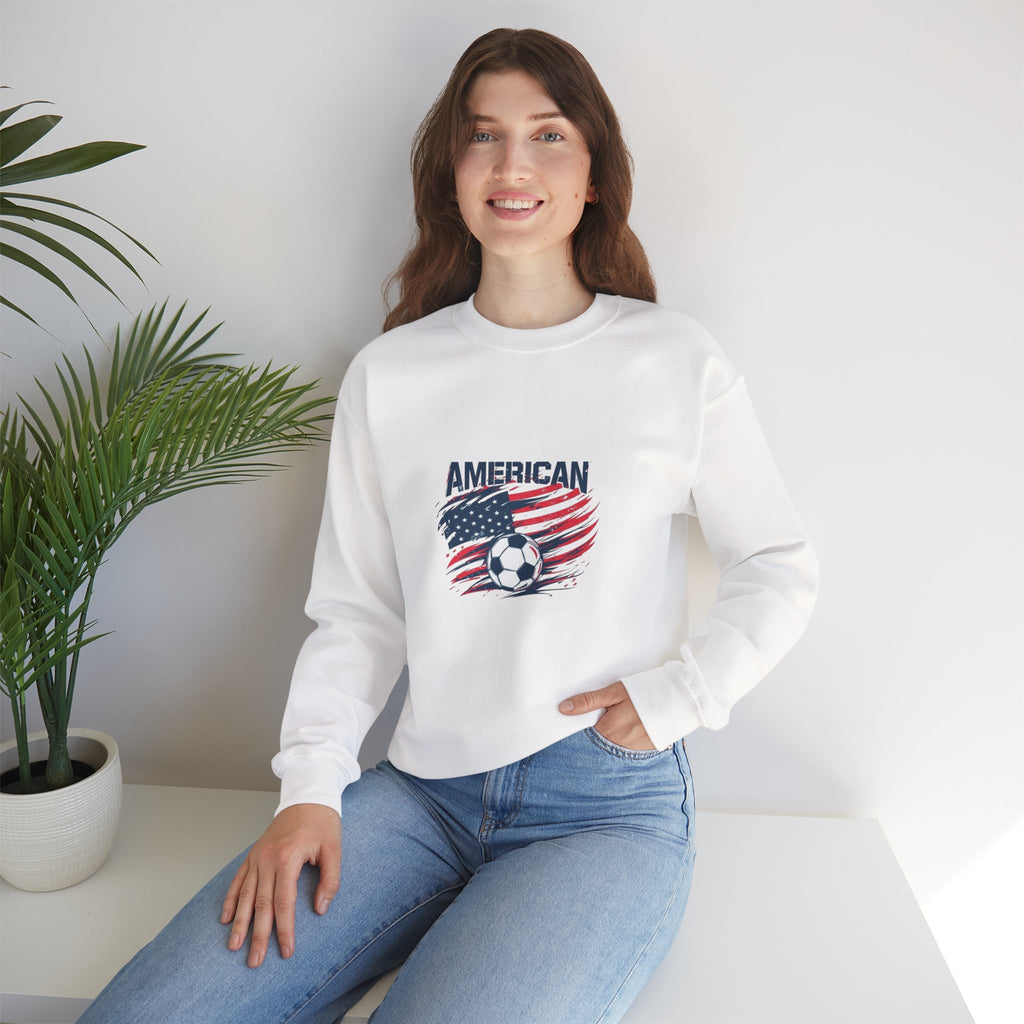 American Soccer Crewneck Sweatshirt — USA Flag & Soccer Ball Graphic