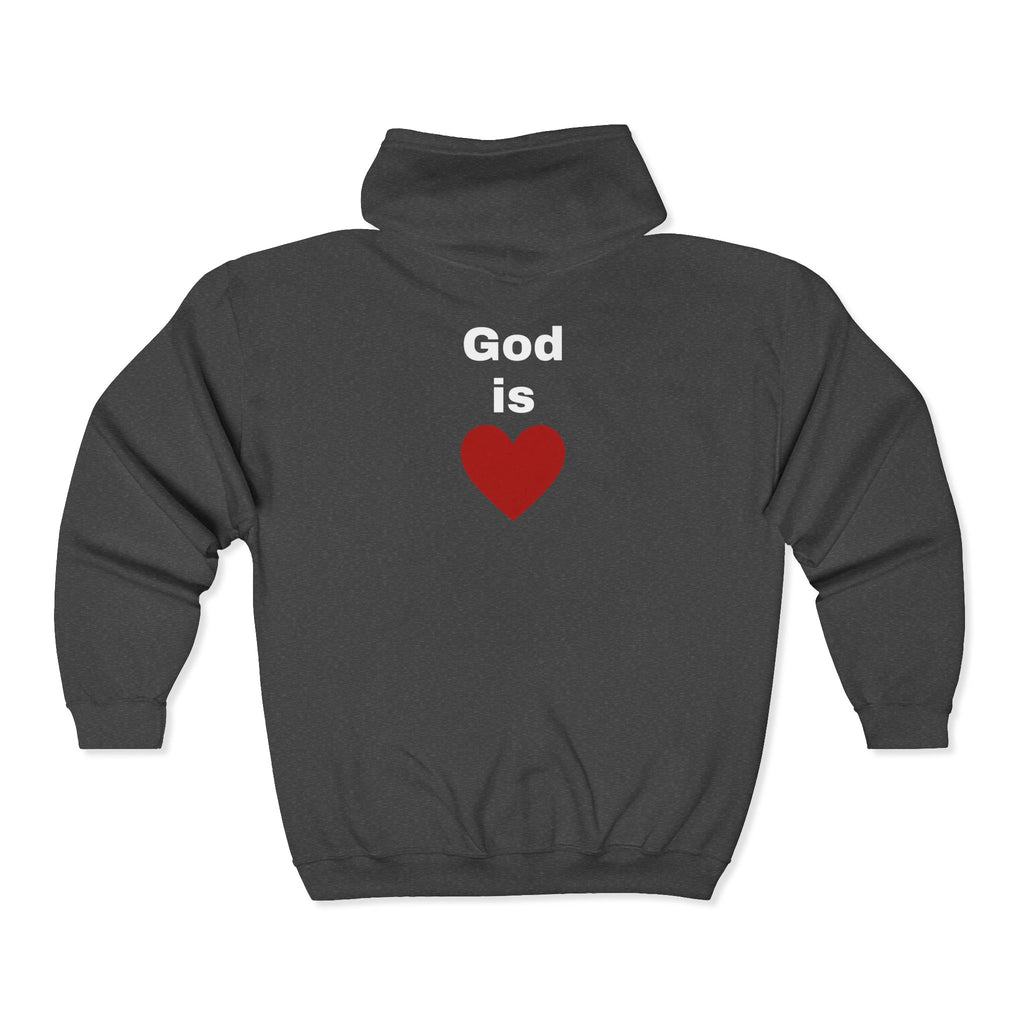 God is Love Zip Up Hoodie - Christian Faith Apparel, Religious Full Zip Sweatshirt, Inspirational Jacket, Christian Gift, Religious Clothing