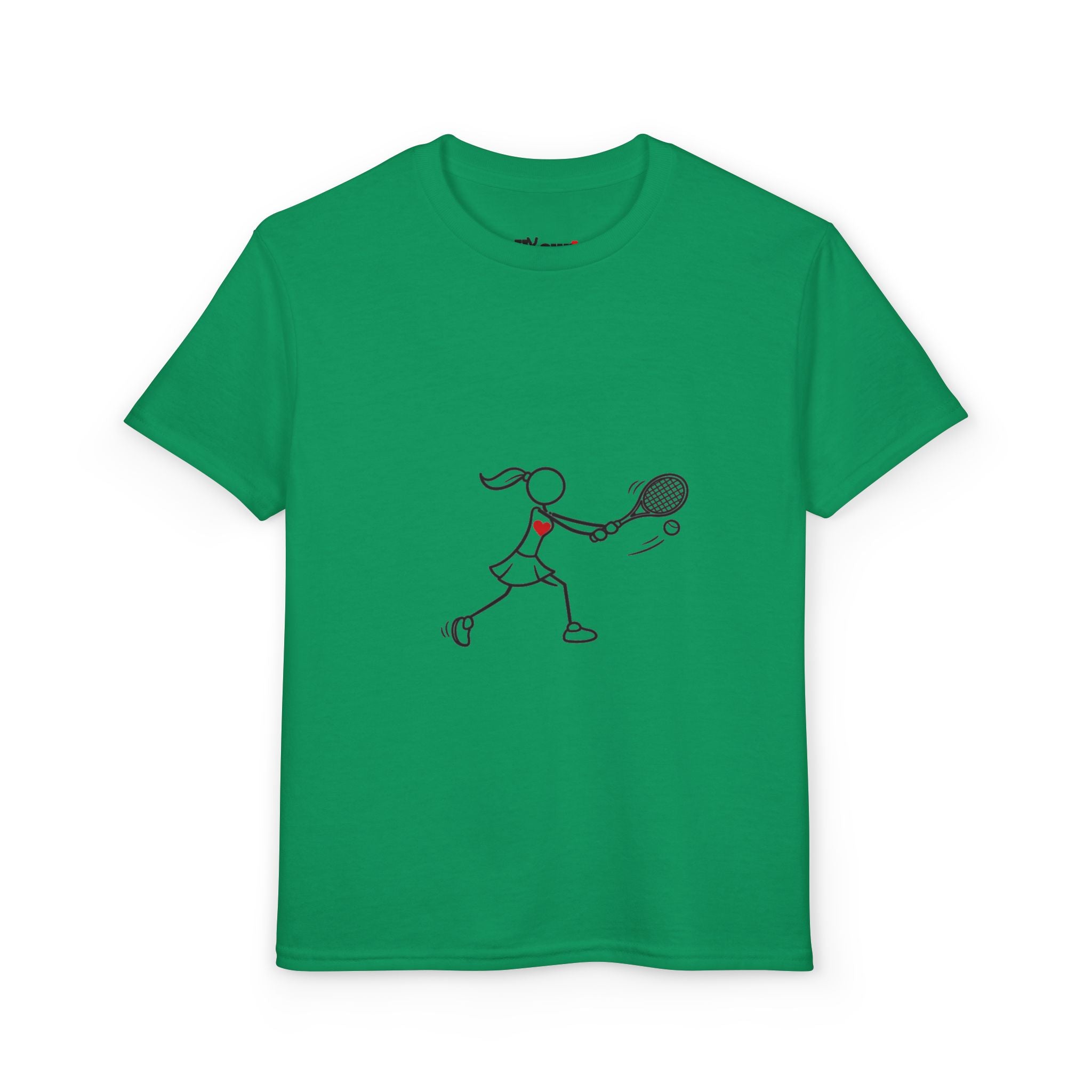 Stick Figure Tennis Player Youth T-Shirt | Kids Sports Tee