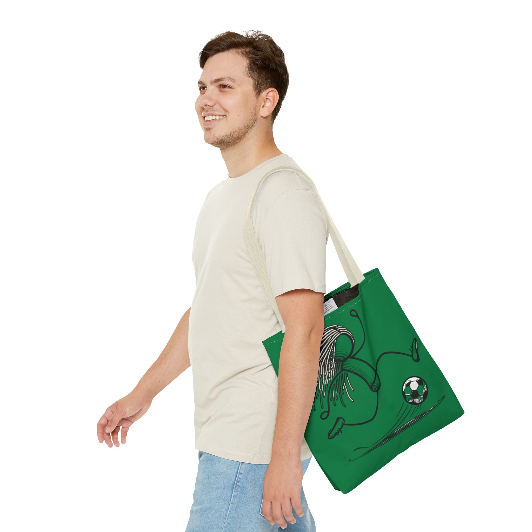Soccer Girl Tote Bag – Green All-Over Print Sports Tote