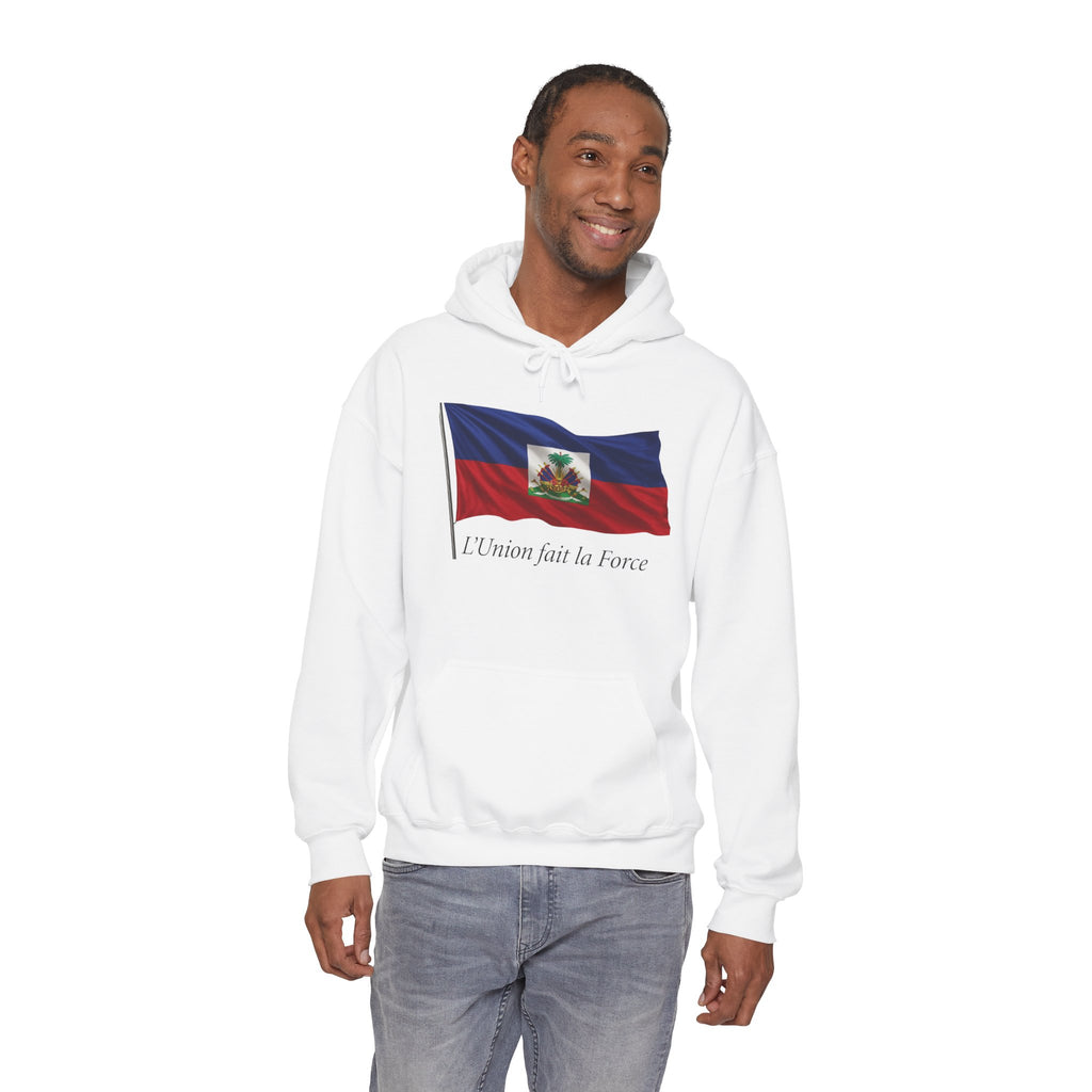 Haiti Flag Hoodie – "L'Union fait la Force" Pullover