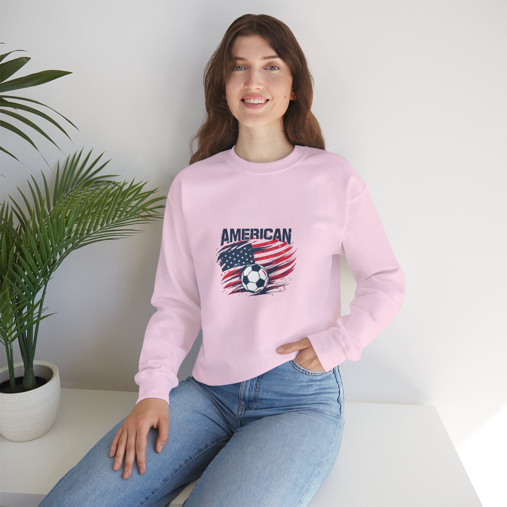 American Soccer Crewneck Sweatshirt — USA Flag & Soccer Ball Graphic