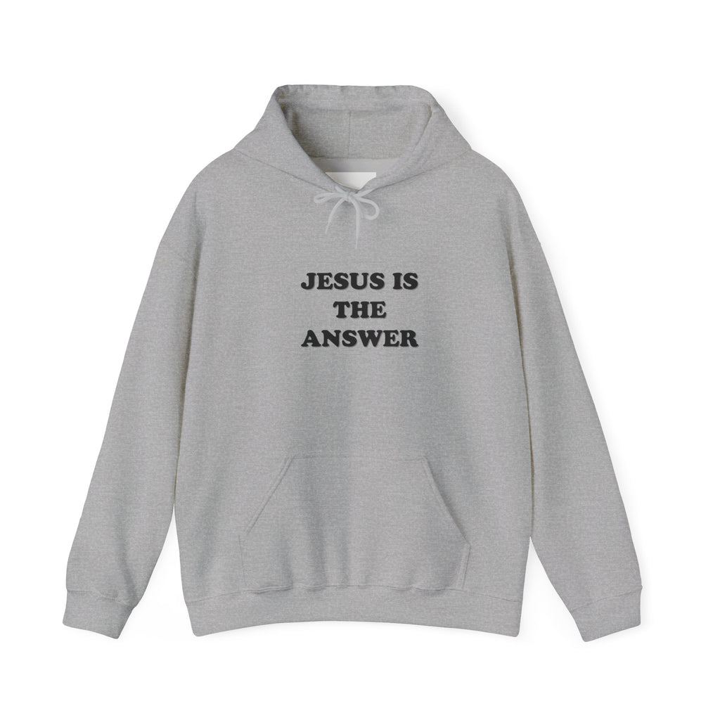 Jesus Is The Answer Hoodie - Unisex Heavy Blend Sweatshirt for Faith, Religious Gifts, Church Events, Comfortable Casual Wear