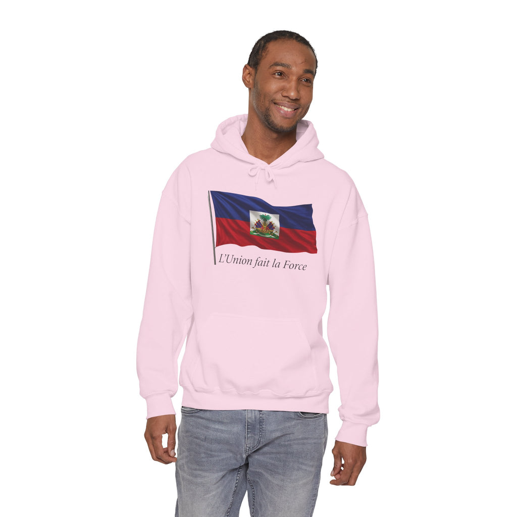 Haiti Flag Hoodie – "L'Union fait la Force" Pullover
