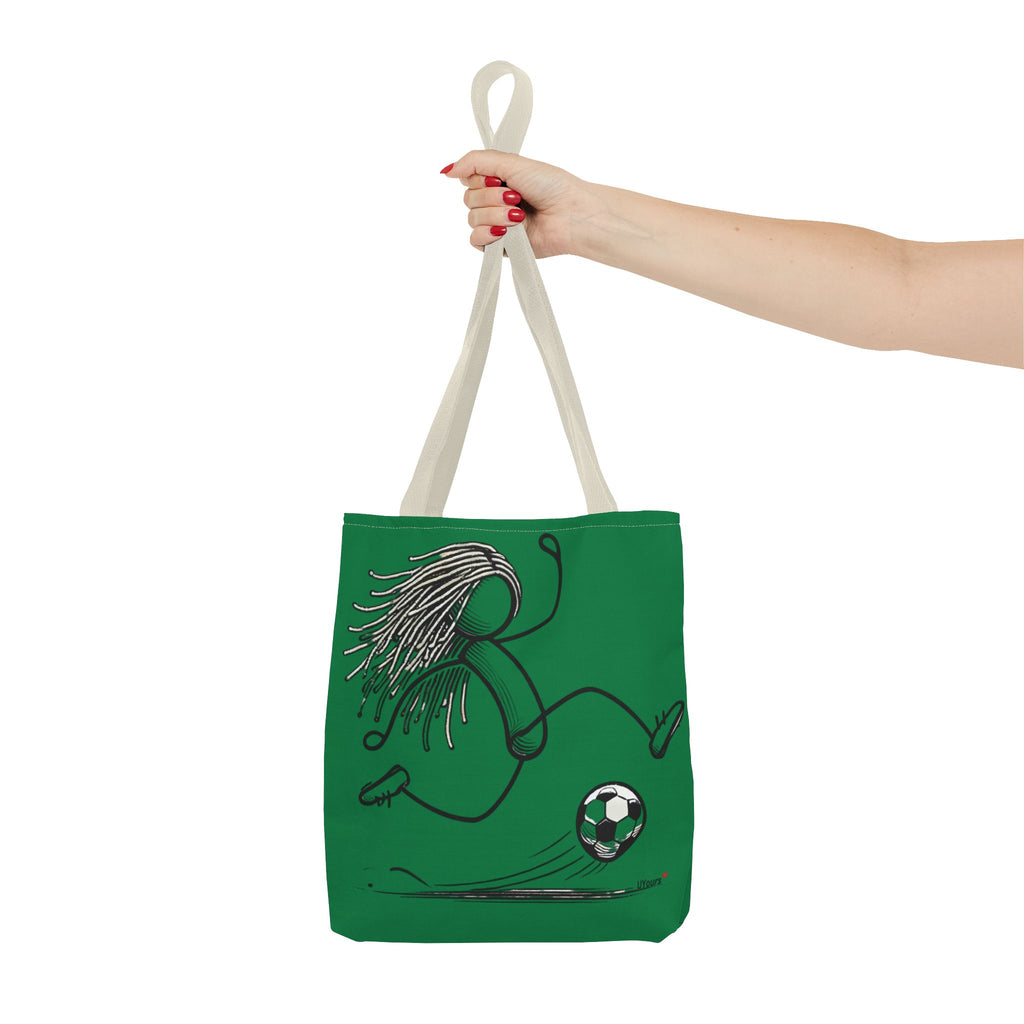 Soccer Girl Tote Bag – Green All-Over Print Sports Tote