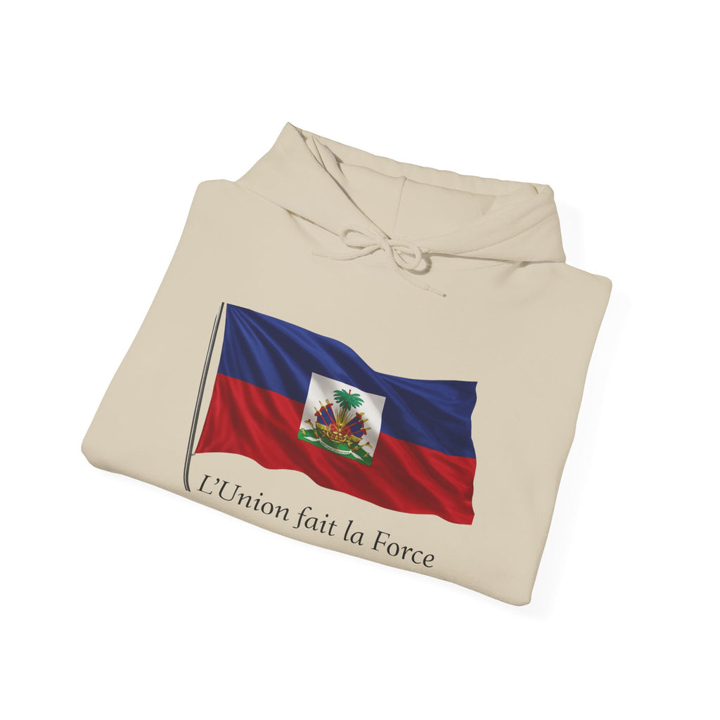 Haiti Flag Hoodie – "L'Union fait la Force" Pullover
