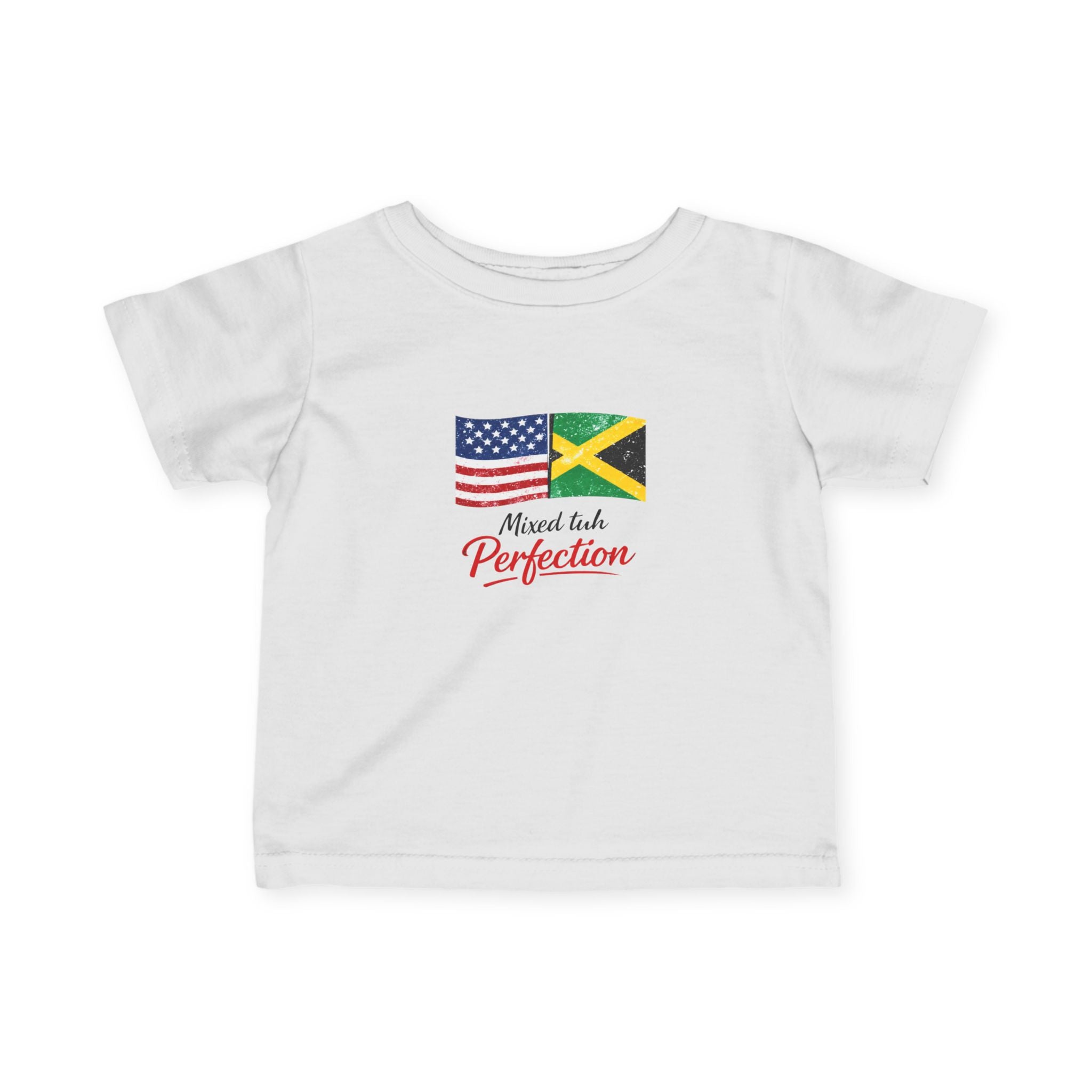 Infant Tee - "Mixed Into Perfection" USA & Jamaica Flag Baby Shirt