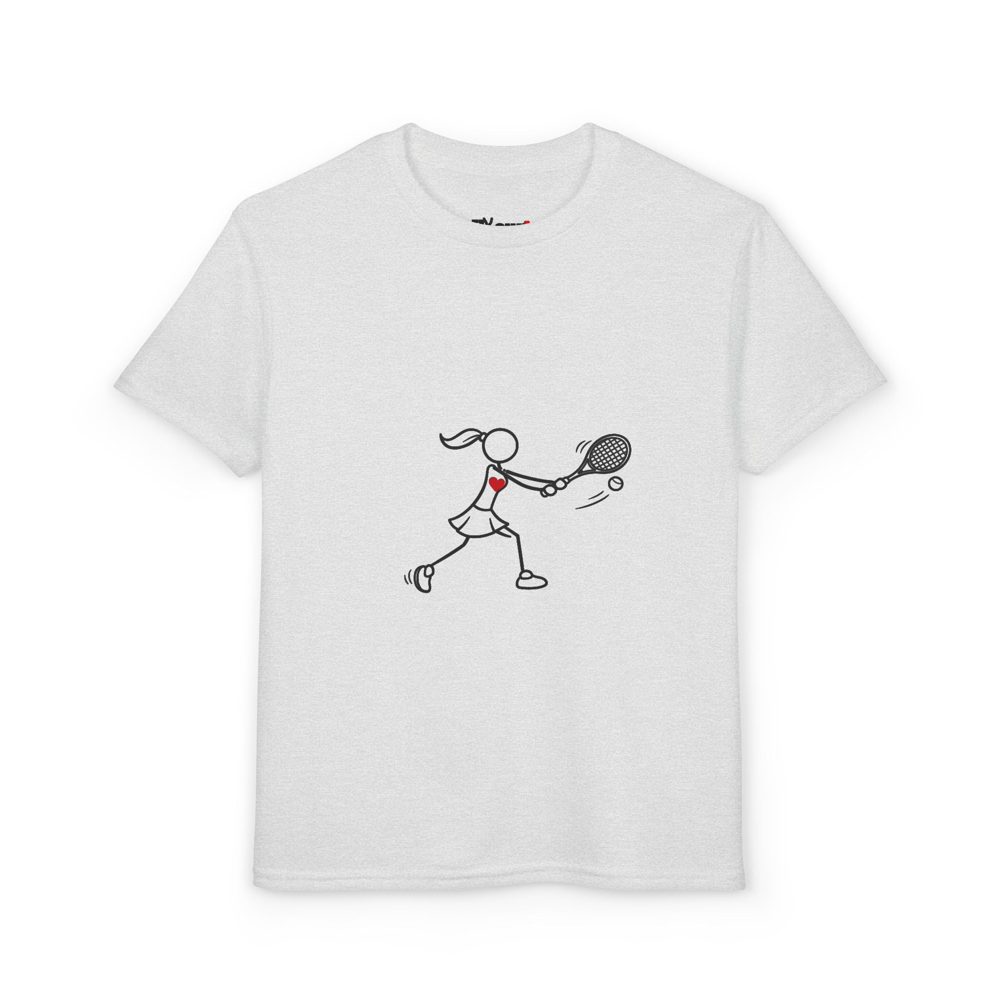 Stick Figure Tennis Player Youth T-Shirt | Kids Sports Tee