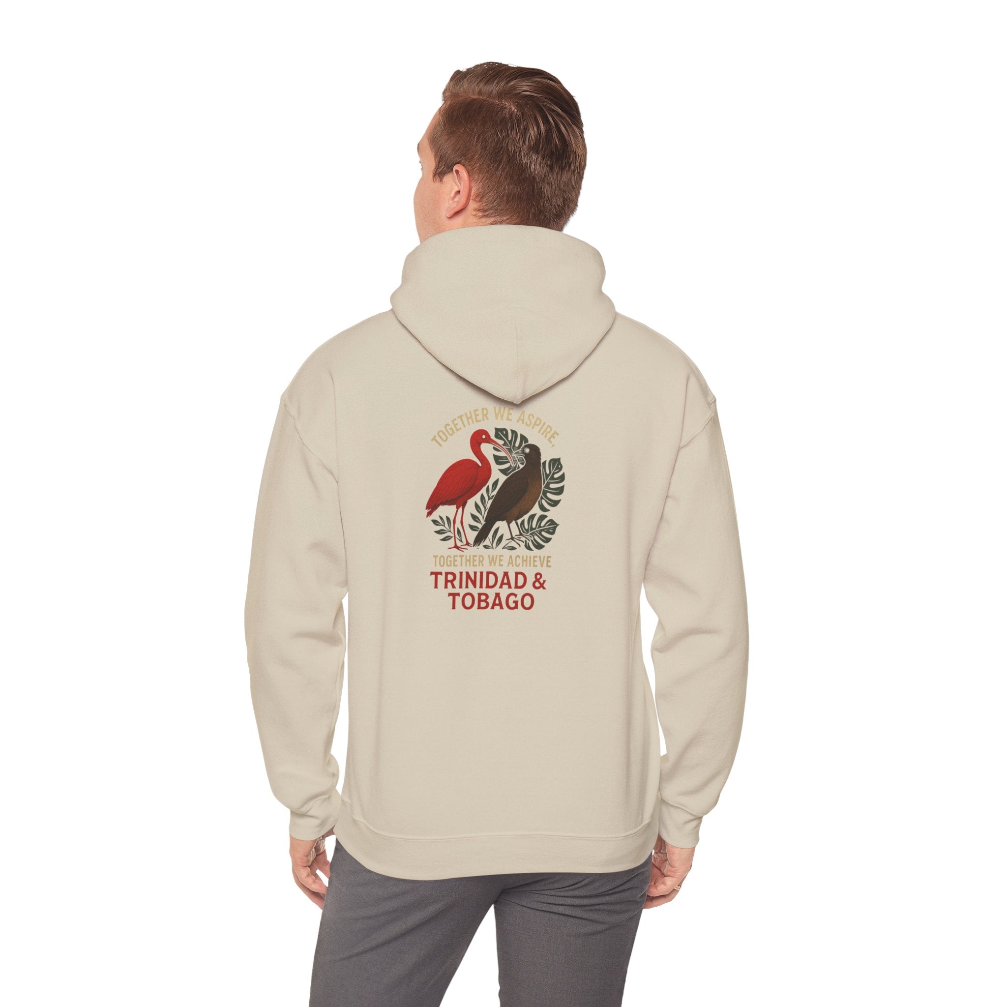 Trinidad & Tobago Heritage Hoodie — Together We Achieve Flamingo & Hummingbird Design