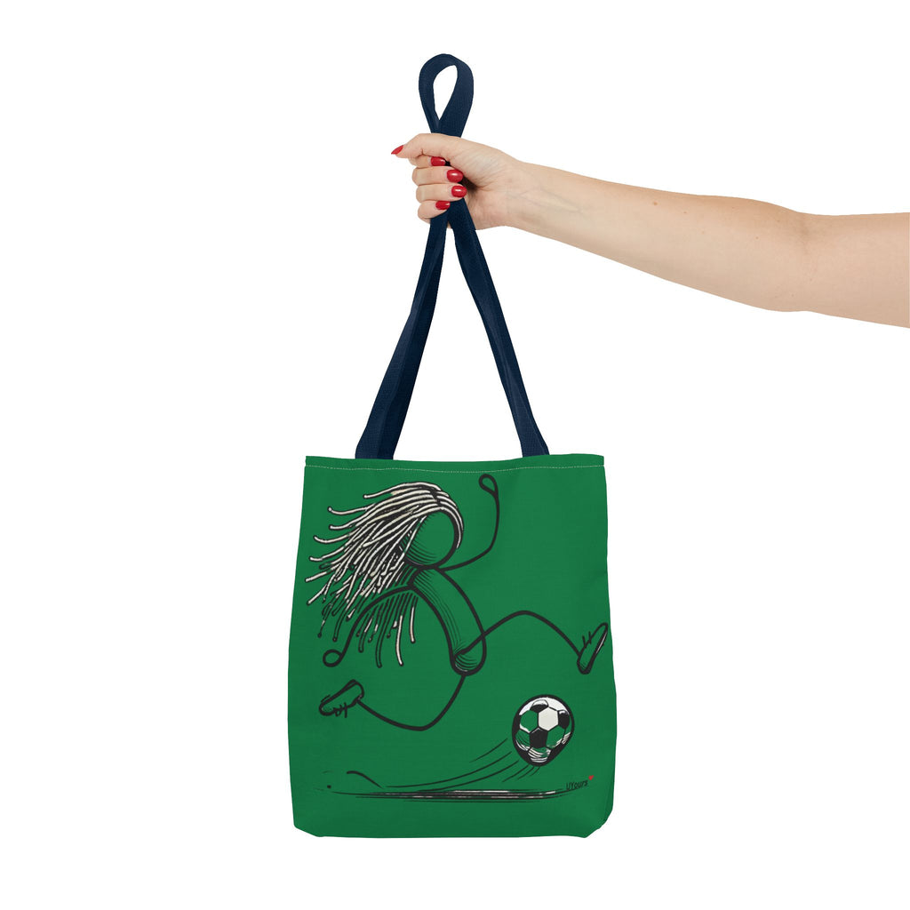 Soccer Girl Tote Bag – Green All-Over Print Sports Tote