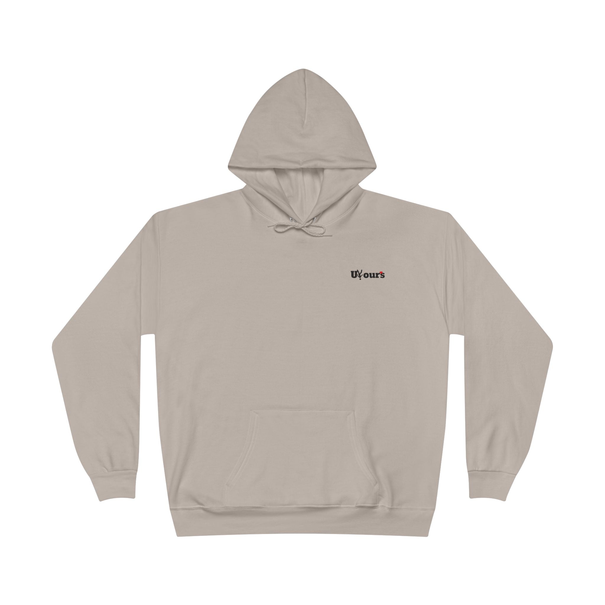 Minimal 'Yours' White Pullover Hoodie — Small Chest Script Logo
