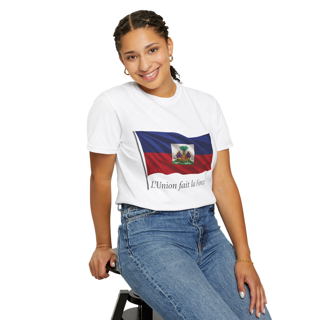 Haiti Flag T-Shirt — "L'Union fait la Force" Patriotic Tee