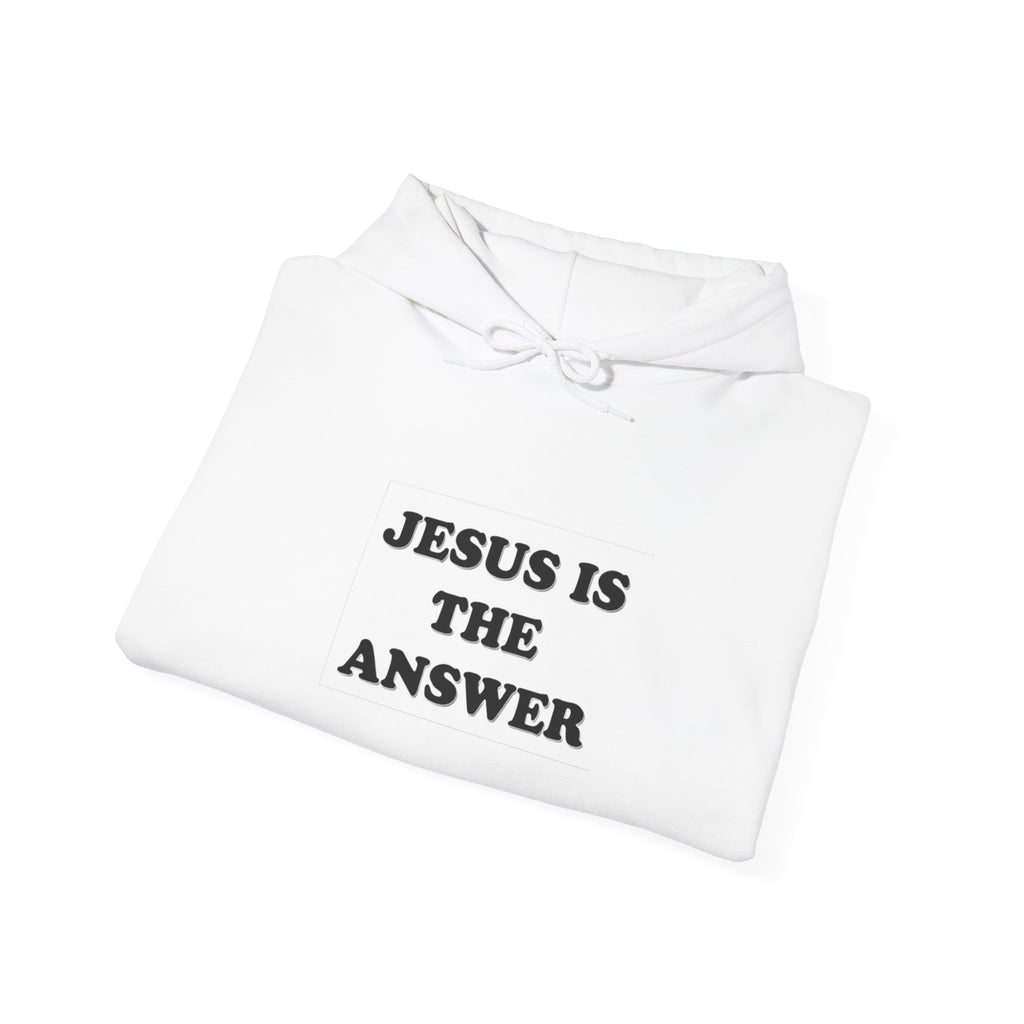 Jesus Is The Answer Hoodie - Unisex Heavy Blend Sweatshirt for Faith, Religious Gifts, Church Events, Comfortable Casual Wear