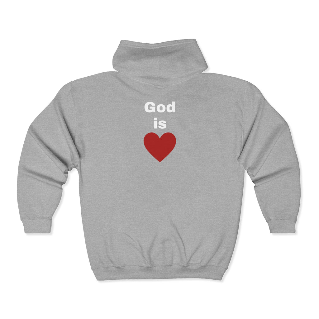 God is Love Zip Up Hoodie - Christian Faith Apparel, Religious Full Zip Sweatshirt, Inspirational Jacket, Christian Gift, Religious Clothing