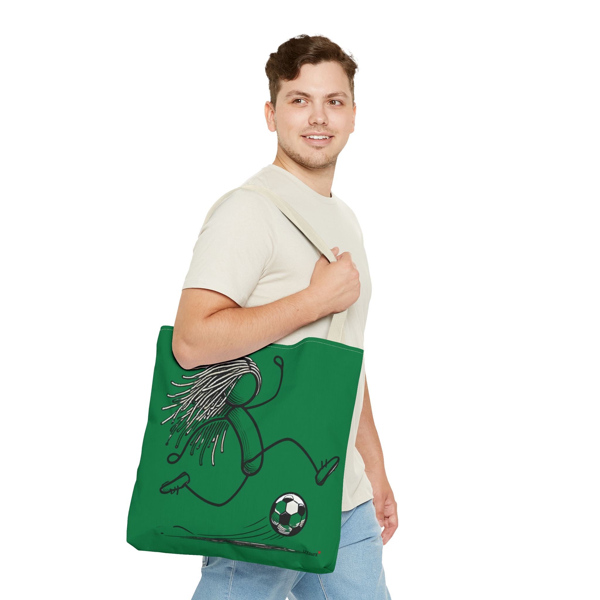 Soccer Girl Tote Bag – Green All-Over Print Sports Tote