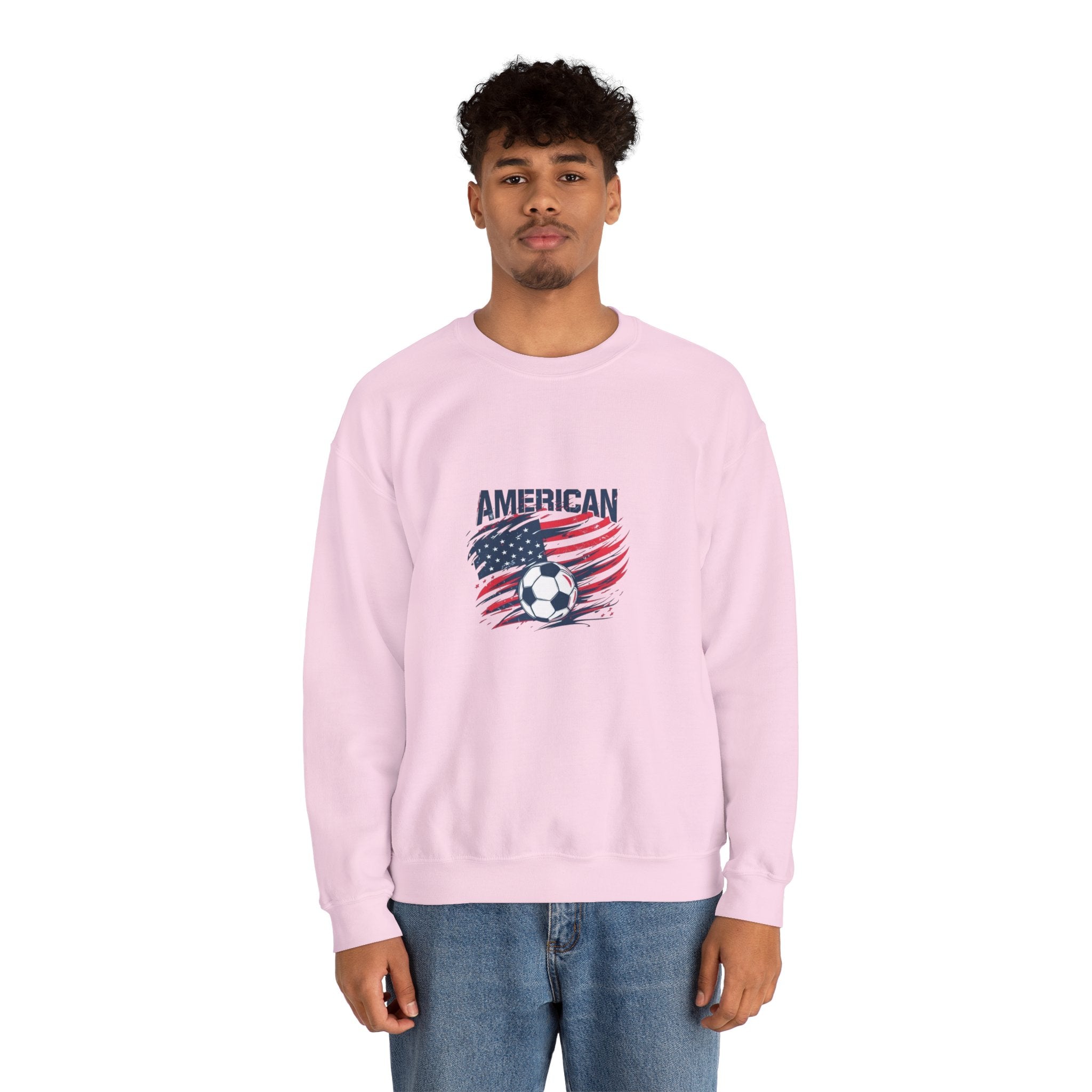 American Soccer Crewneck Sweatshirt — USA Flag & Soccer Ball Graphic