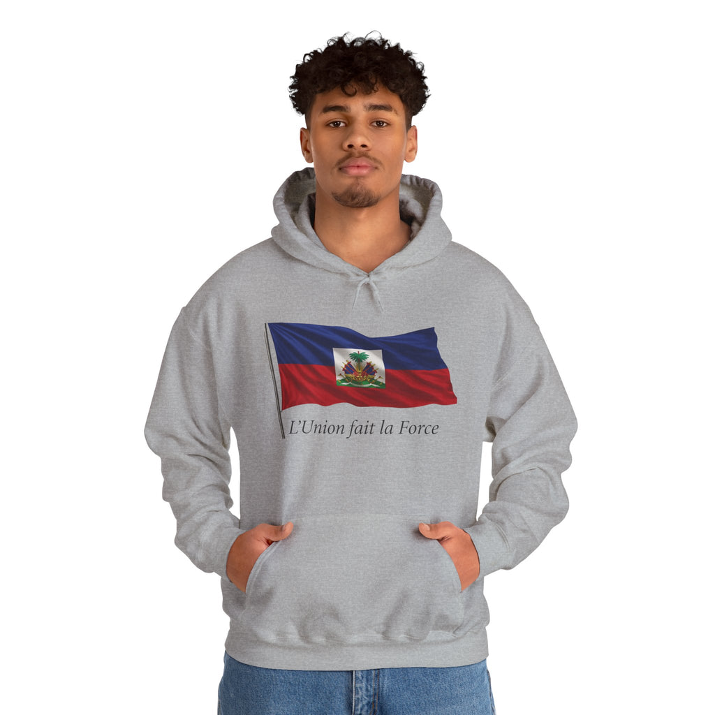Haiti Flag Hoodie – "L'Union fait la Force" Pullover