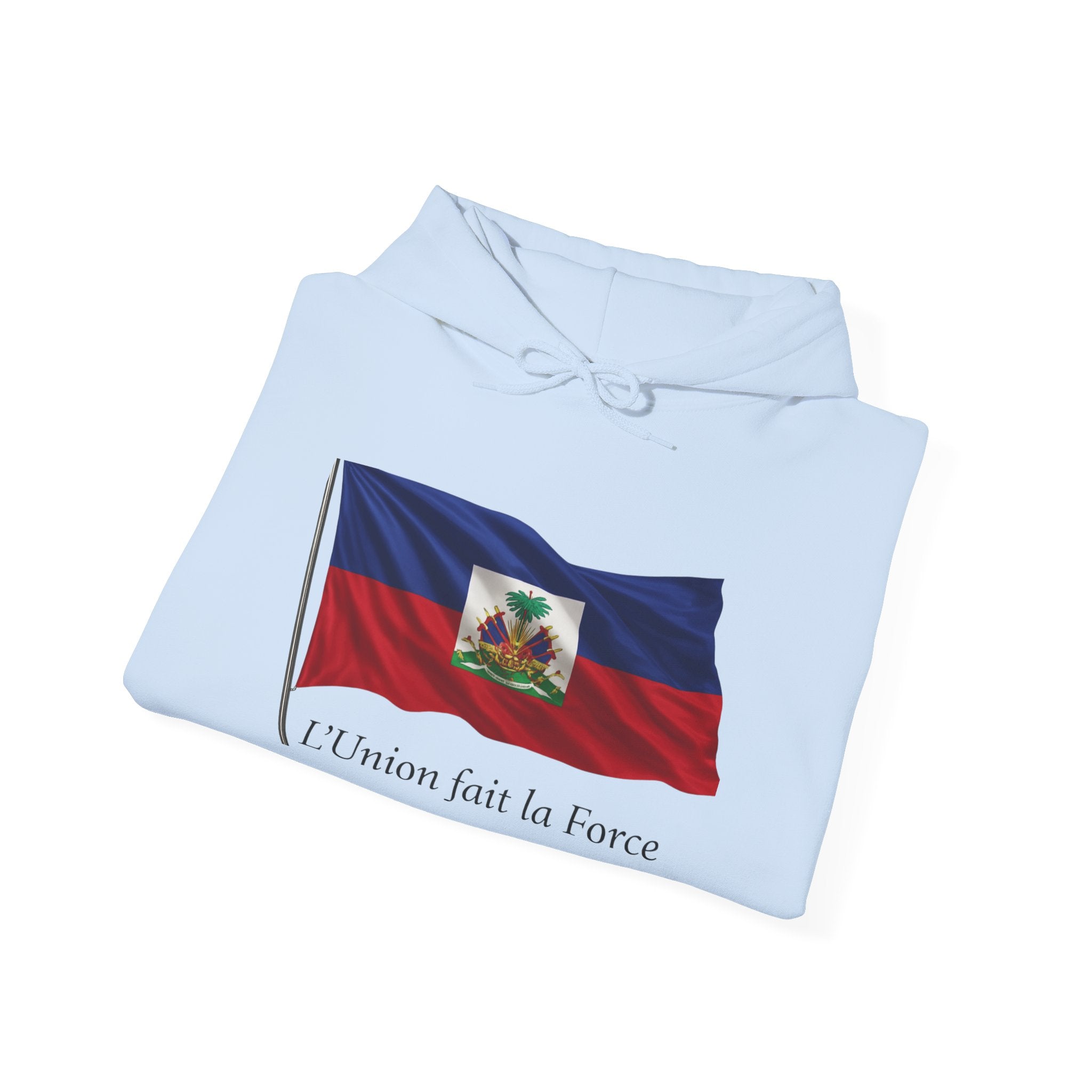 Haiti Flag Hoodie – "L'Union fait la Force" Pullover