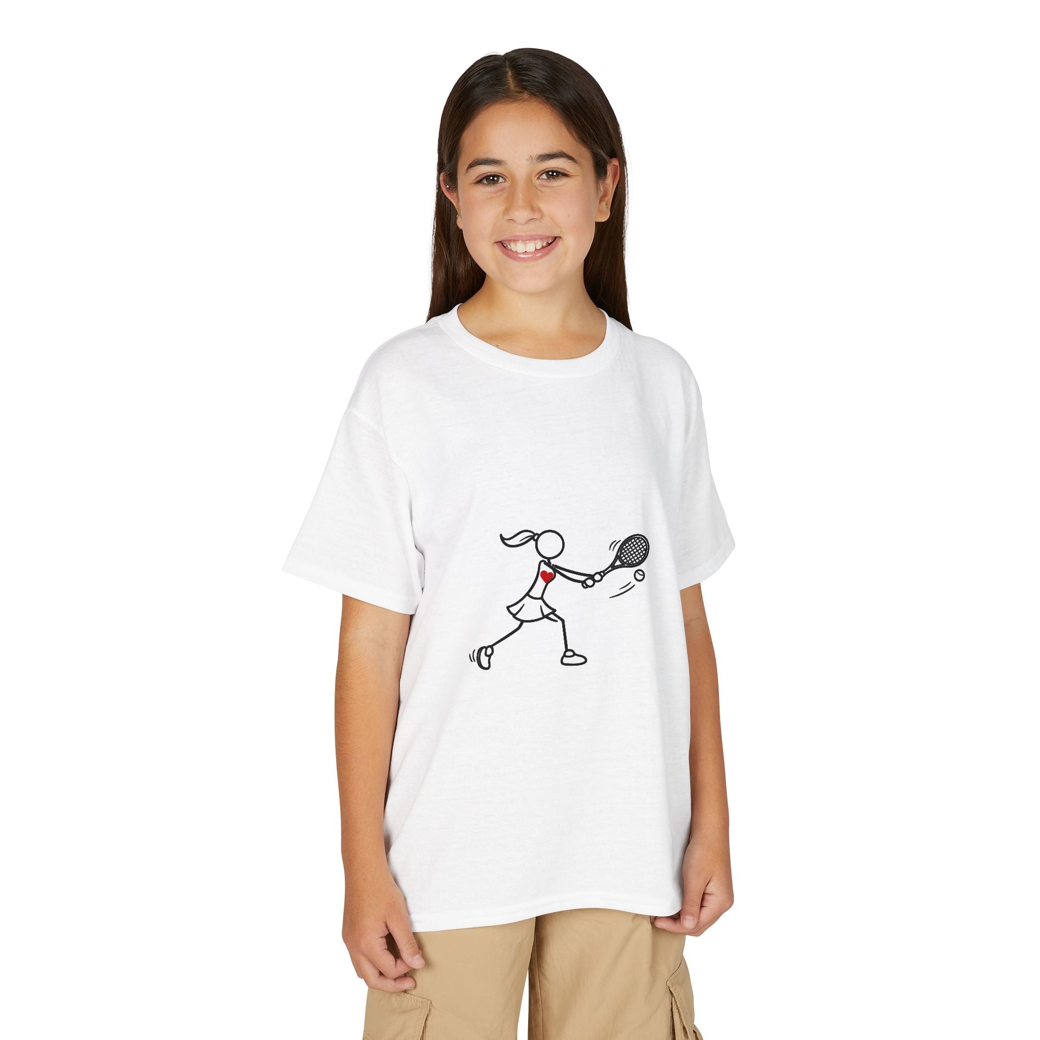 Stick Figure Tennis Player Youth T-Shirt | Kids Sports Tee