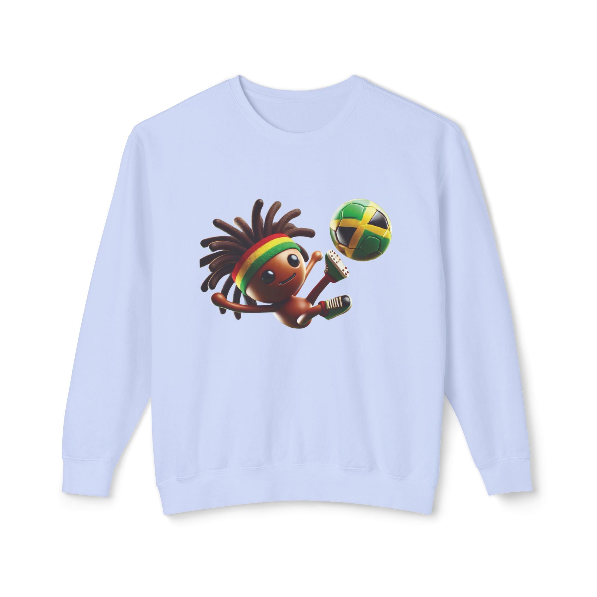 Unisex Lightweight Crewneck Sweatshirt Jamaica Soccer Dreadlocks