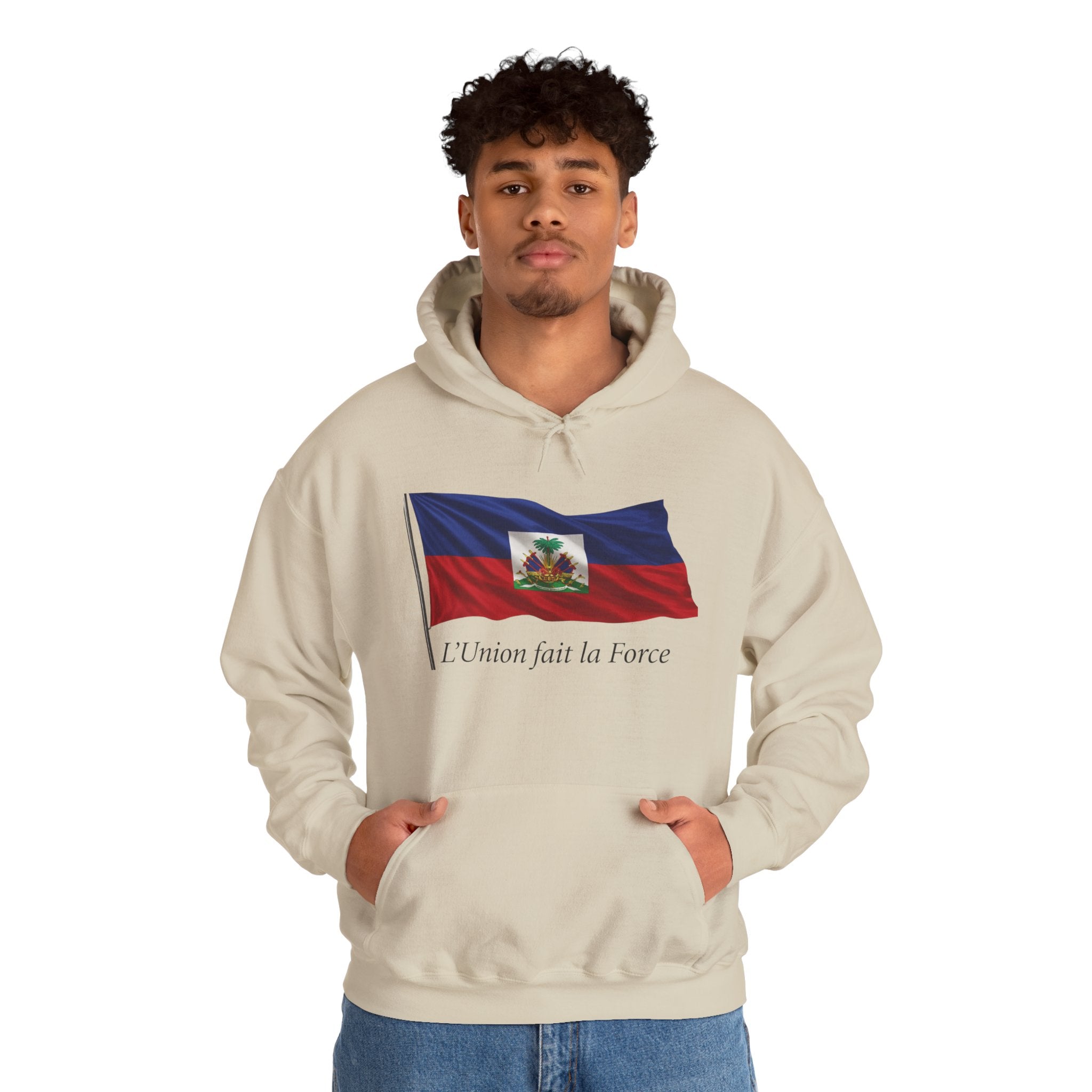 Haiti Flag Hoodie – "L'Union fait la Force" Pullover