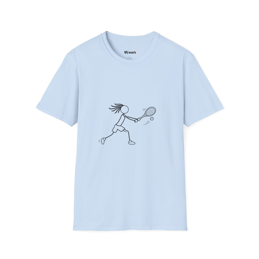 Stick Figure Girl Playing Tennis T-Shirt | Tennis Player Line Art