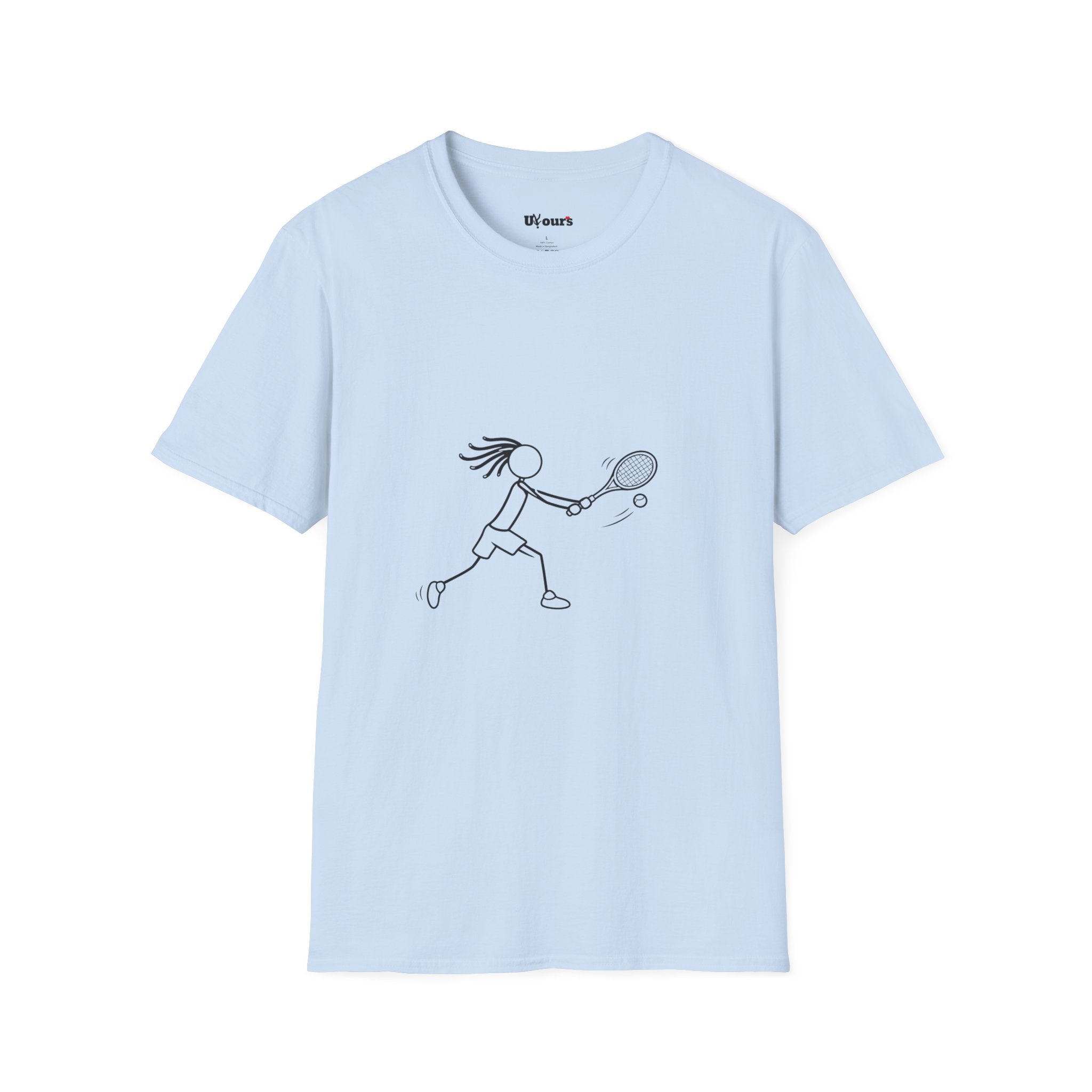 Stick Figure Girl Playing Tennis T-Shirt | Tennis Player Line Art