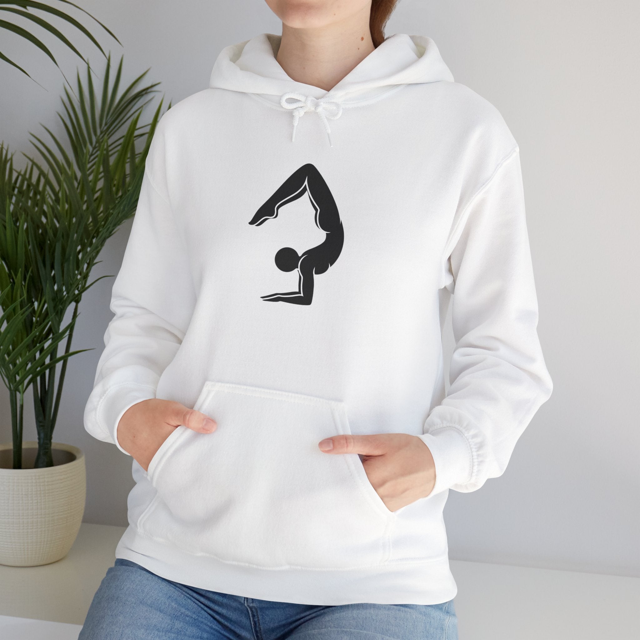 Yoga Pose Hoodie — Minimal Handstand Silhouette Sweatshirt