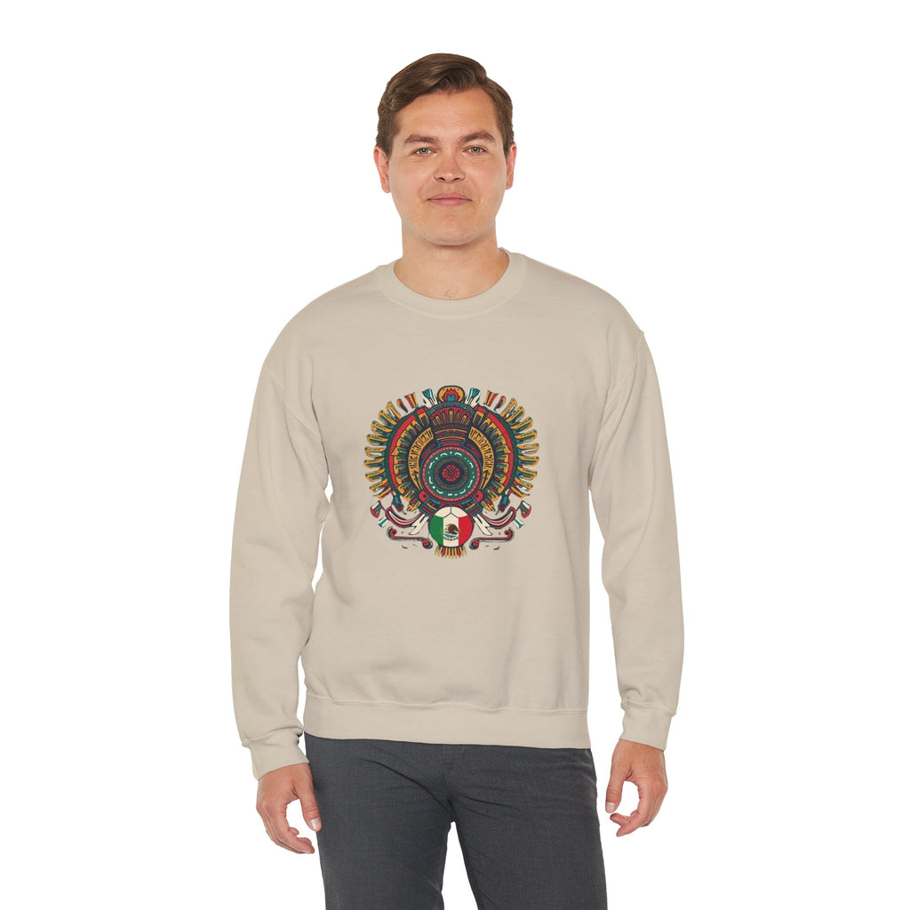 Aztec Skull Crewneck Sweatshirt – Colorful Tribal Headdress Design Mexico