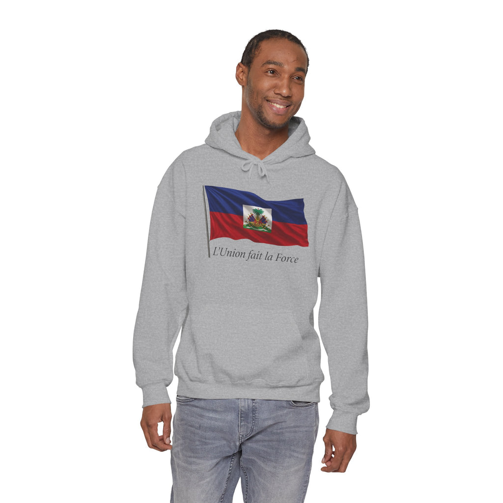 Haiti Flag Hoodie – "L'Union fait la Force" Pullover