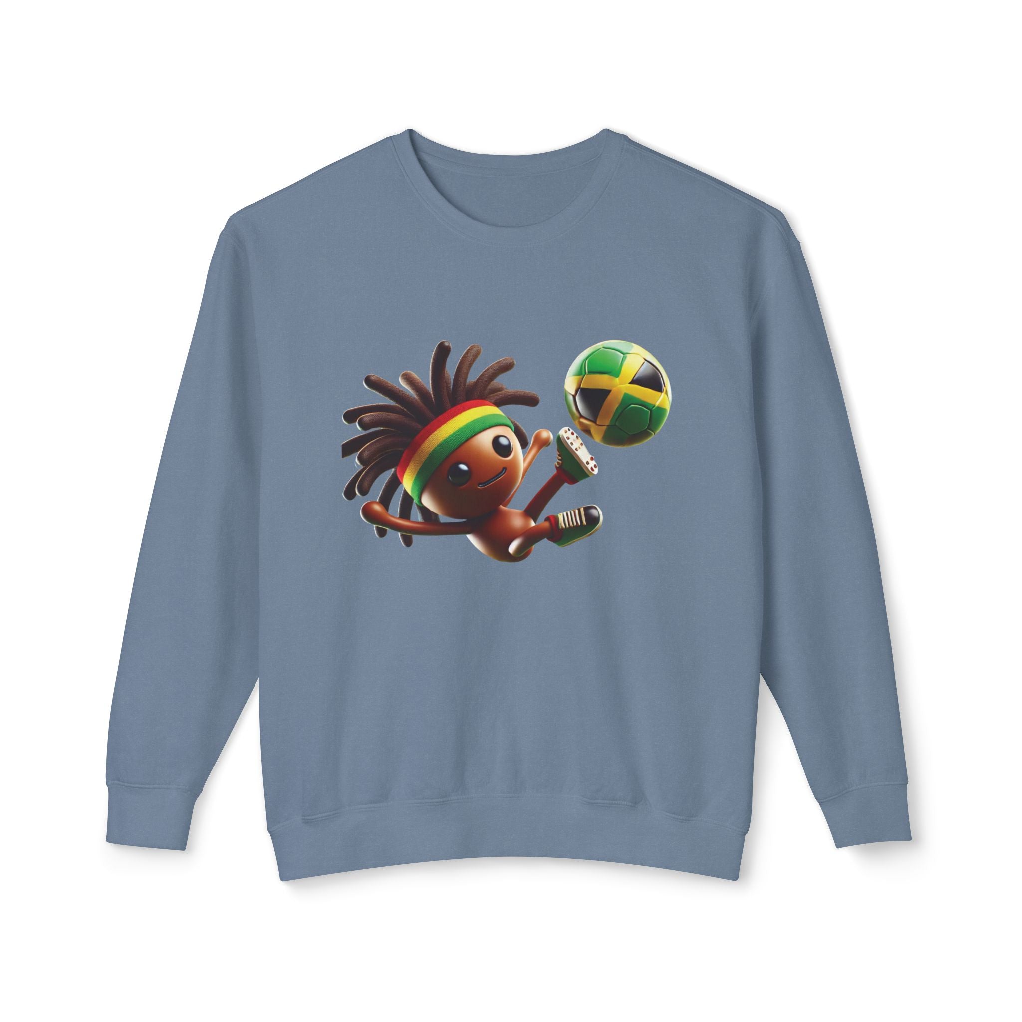 Unisex Lightweight Crewneck Sweatshirt Jamaica Soccer Dreadlocks