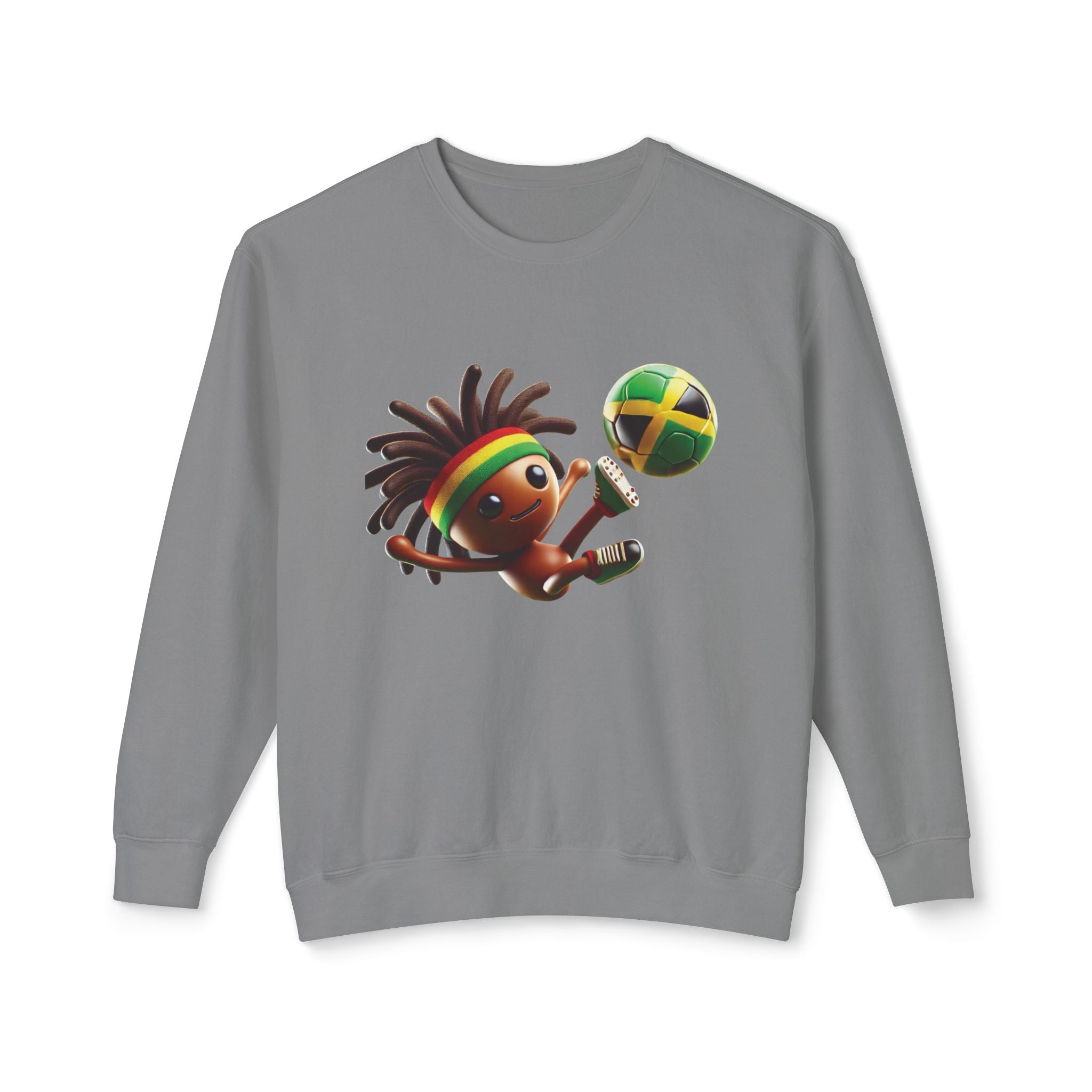 Unisex Lightweight Crewneck Sweatshirt Jamaica Soccer Dreadlocks