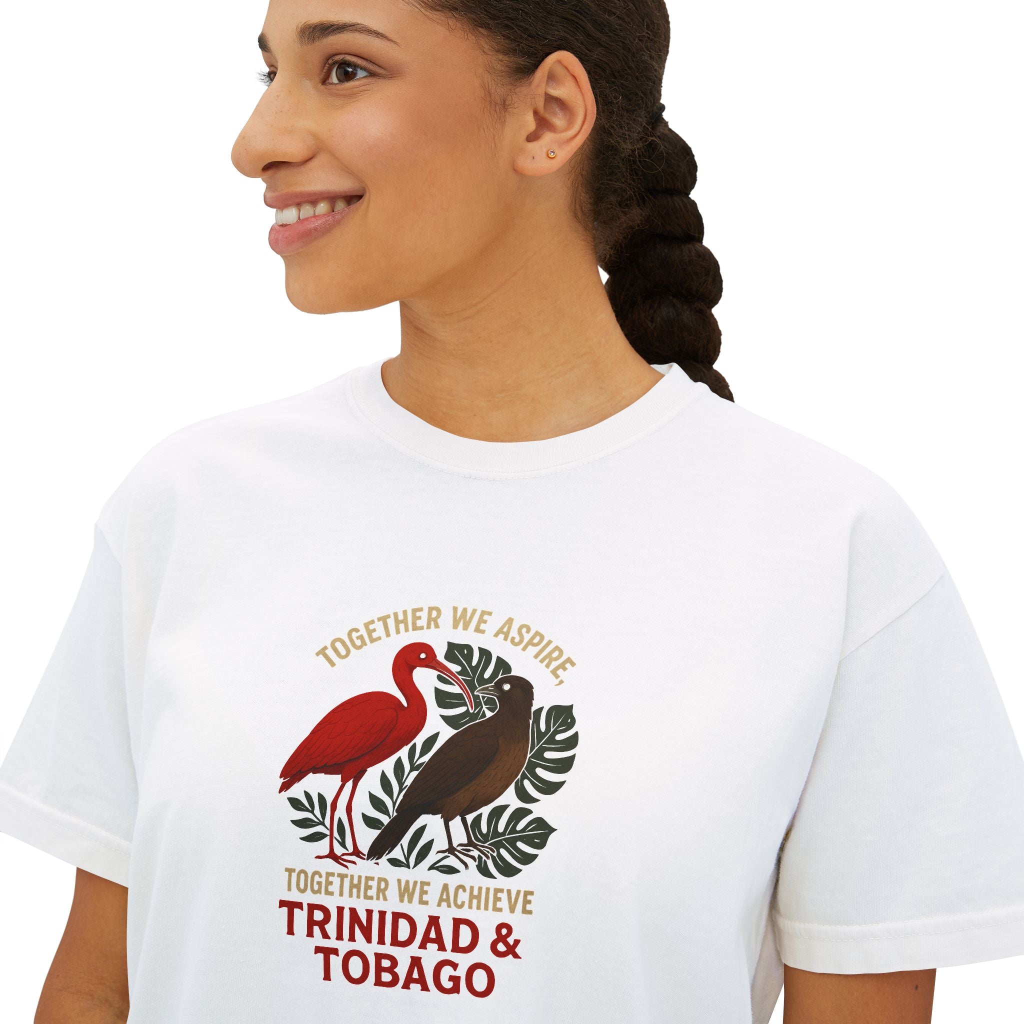Trinidad & Tobago Graphic Tee — 'Together We Achieve' Women’s Boxy Shirt