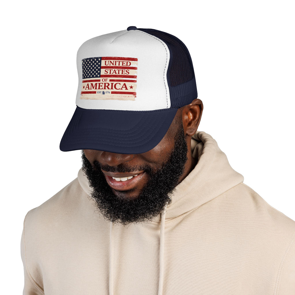 United States of America Flag Trucker Cap | Vintage American Flag Mesh Hat